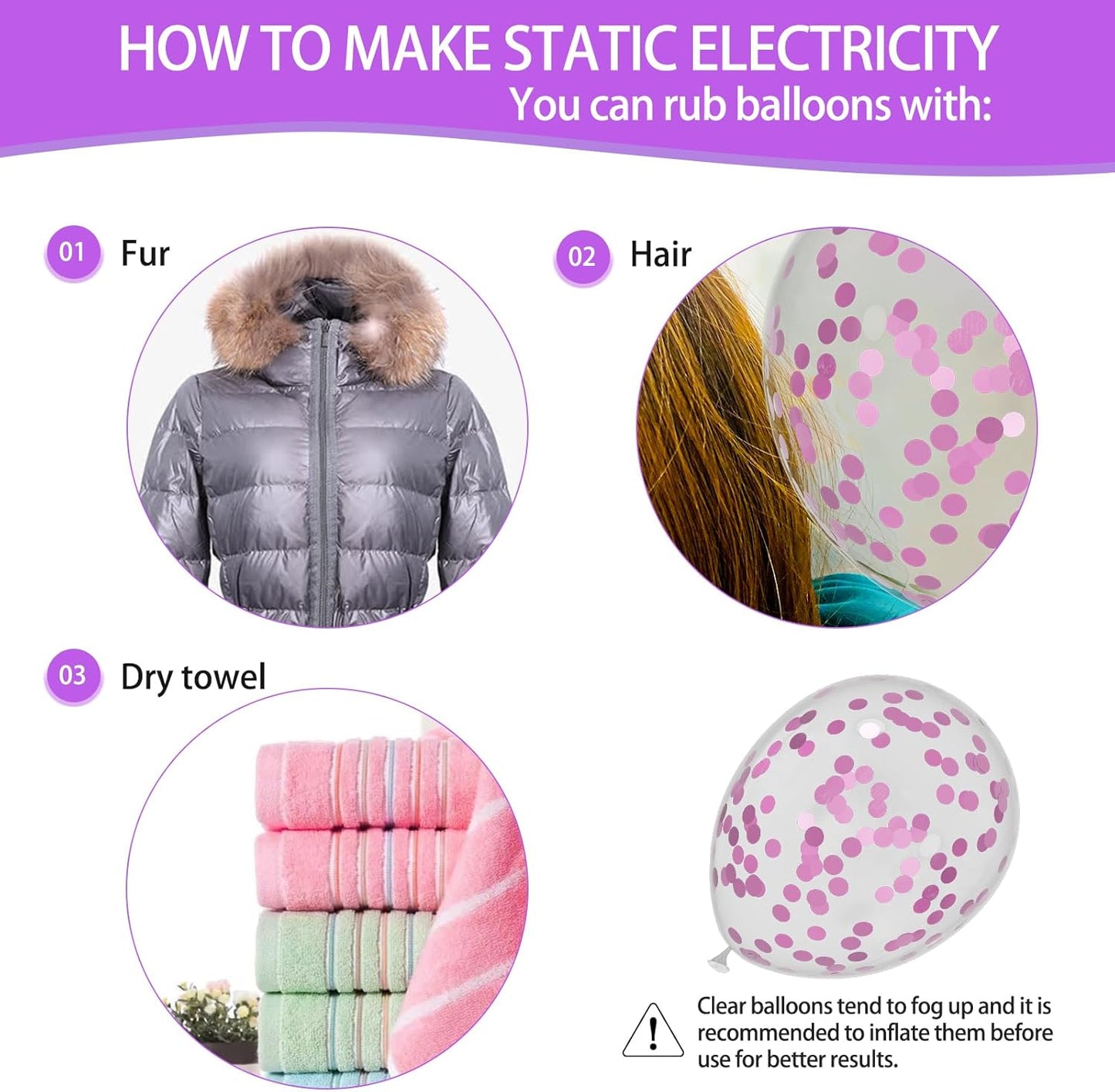 68Pcs Pink & Purple Balloons - 12 Inch Metallic Latex Balloons with Confetti & Ribbons | Perfect for Weddings, Birthdays & Baby Showers