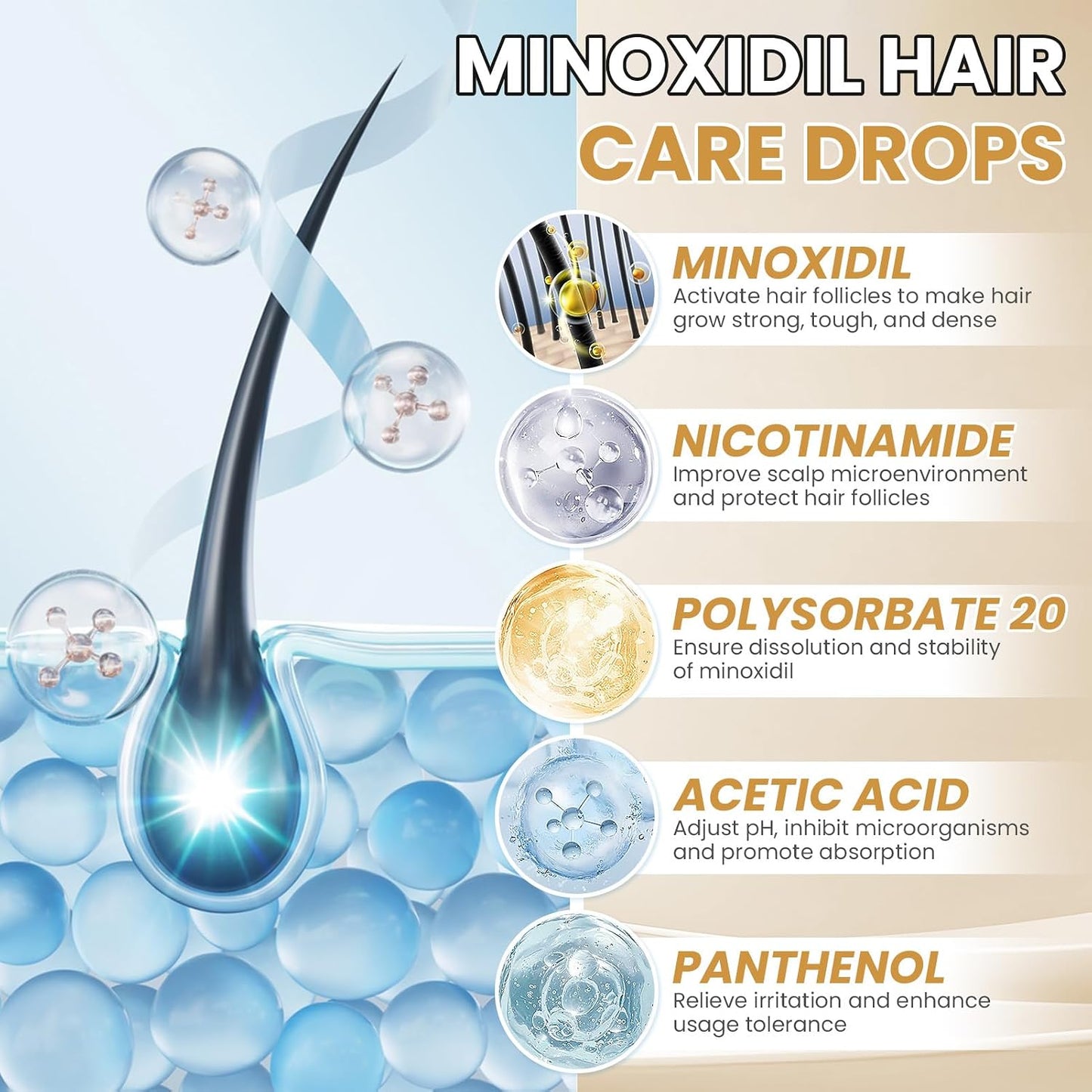 Minoxidil Hair Growth Serum for Women - Thicker, Fuller Hair | 3 Bottles of 2oz