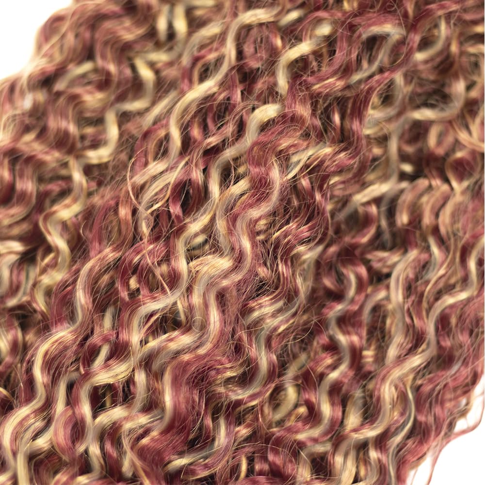 30 32 34 Inch 99J Bundles Human Hair Blonde Kinky Curly Bundles 8A Brazilian Virgin Double Weft Color 2 Tone Burgundy Mixed With 613 Bundles Hair Extensions 100g/Bundle