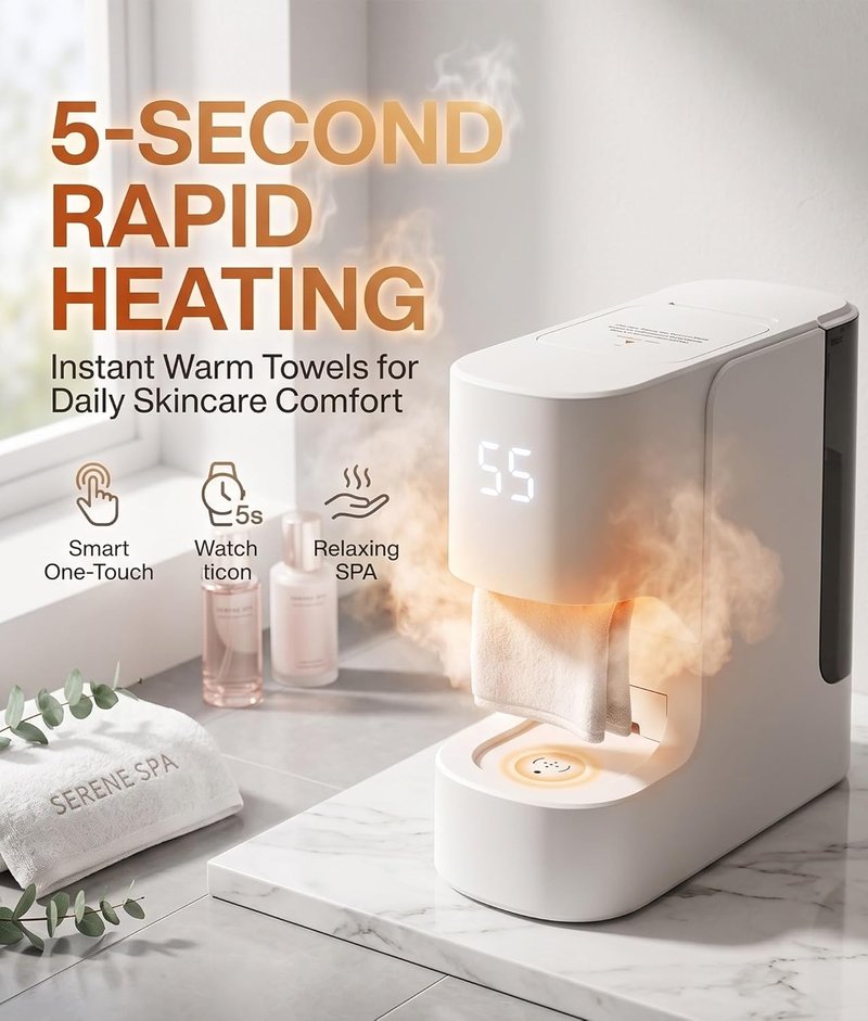 Smart Hot Face Towel Heater - Rapid 5-Second Heating & Automatic Dispensing | 20 Towels Included, 55°C (131°F) Constant Temp