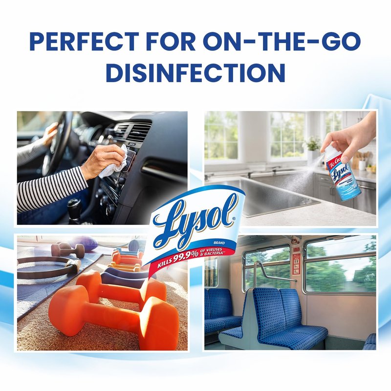 Lysol To Go Bundle - 1.5 Ounce Crisp Linen Disinfectant Spray and Lemon Lime Disinfecting Wipes Flat Pack