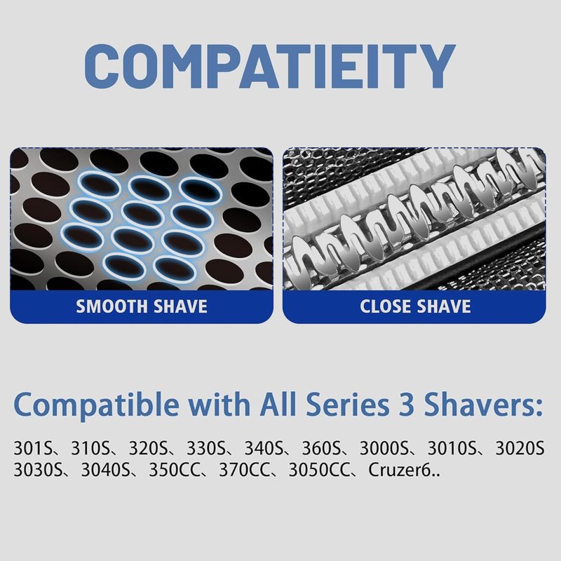 Series 3 32B Replacement Head, Series 3 Electric Shaver Replacement Head for Braun S3 Foil & Cutter Razor Heads, Applicable for Braun S3 3040s 3010s 310s 3000s 3050cc 3080s 390cc etc, 3Pack