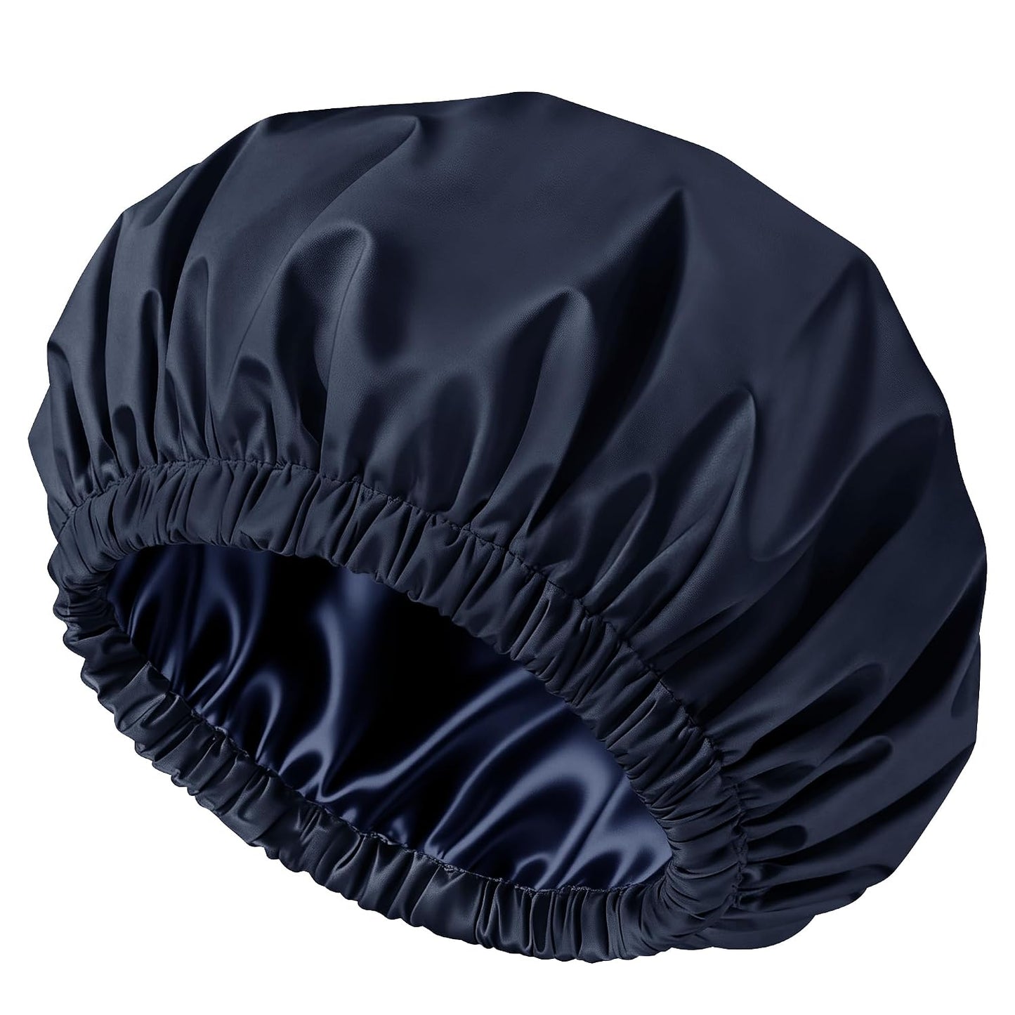 Satin Lined Shower Cap for Women - Reusable Waterproof Hair Protection | Large Washable Pink Cap