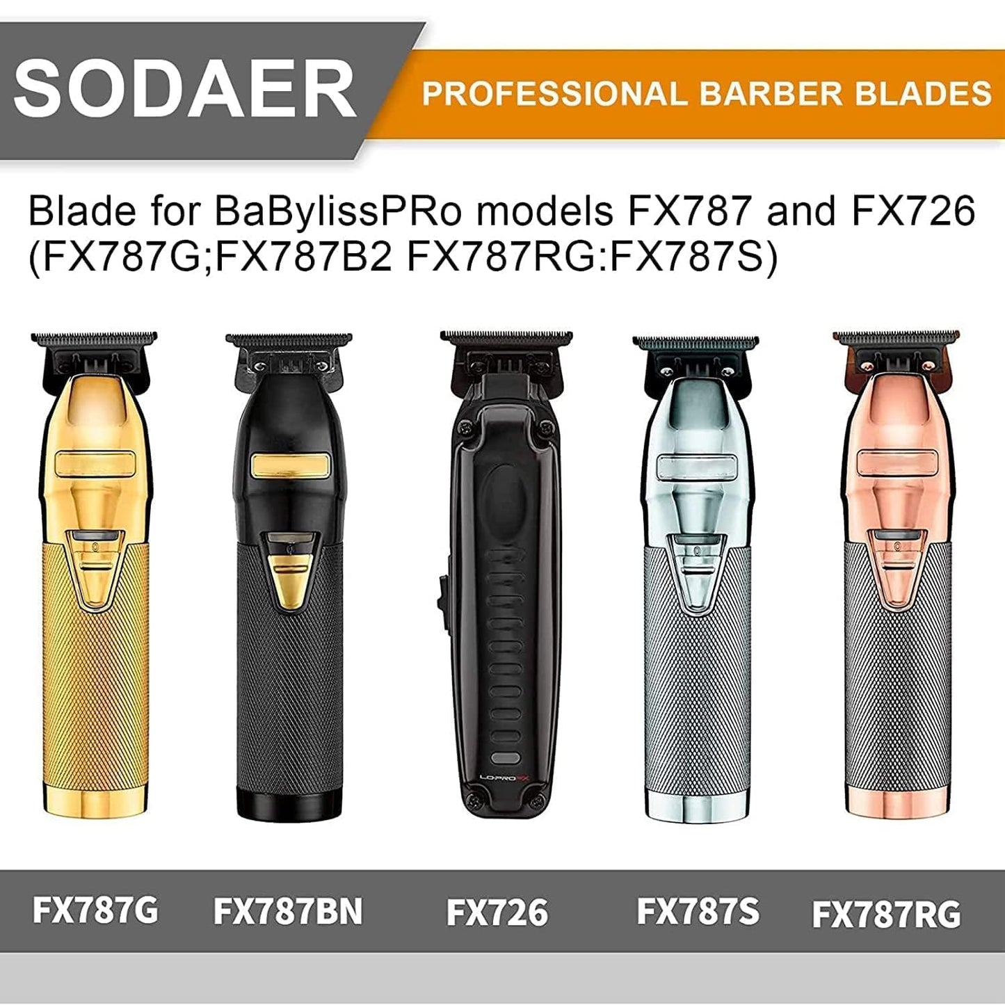 BLACKFX 2.0 Replacement Blades for BaBylissPRO FX787 & FX726 Trimmers | Precision Hair Cutting - Black