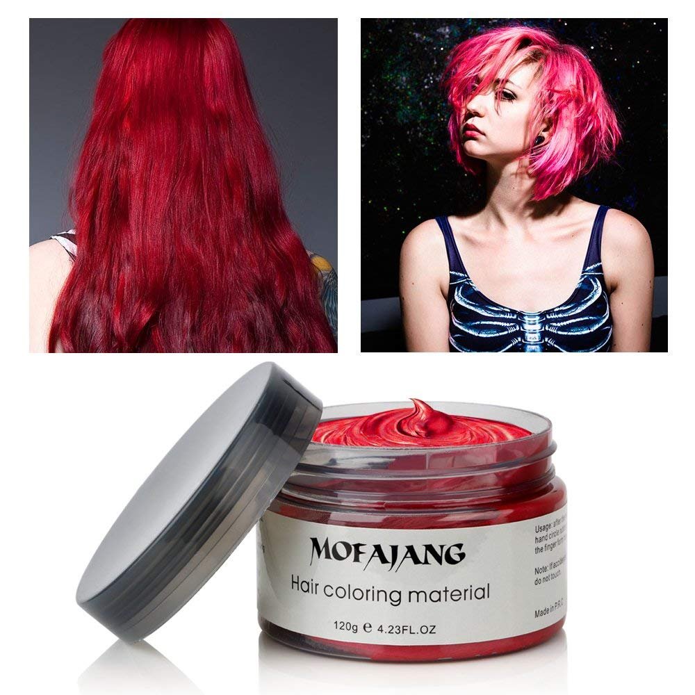 Unisex Hair Wax Color Dye Styling Cream Mud, Natural Hairstyle Pomade, Washable Temporary,Party Cosplay (Red)