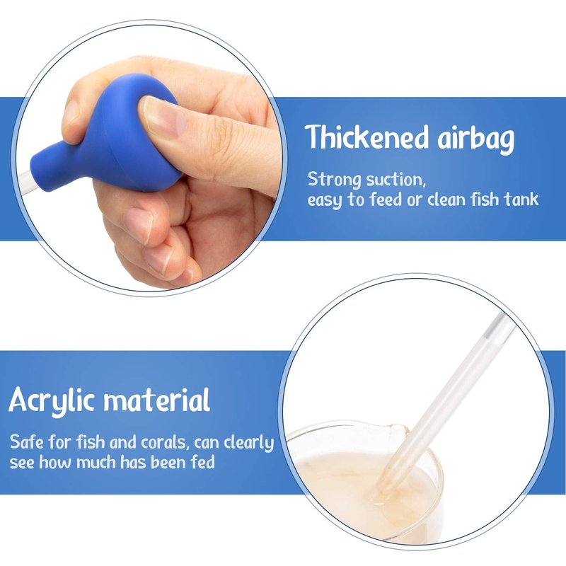 Boao 2 Sets Long Pipette for Fish Tank Coral Food Feeder Long Syringe Aquarium Coral Feeding Tube for Marine Fish Reef Aquatic Plant Spider Snake Lizard(Blue)