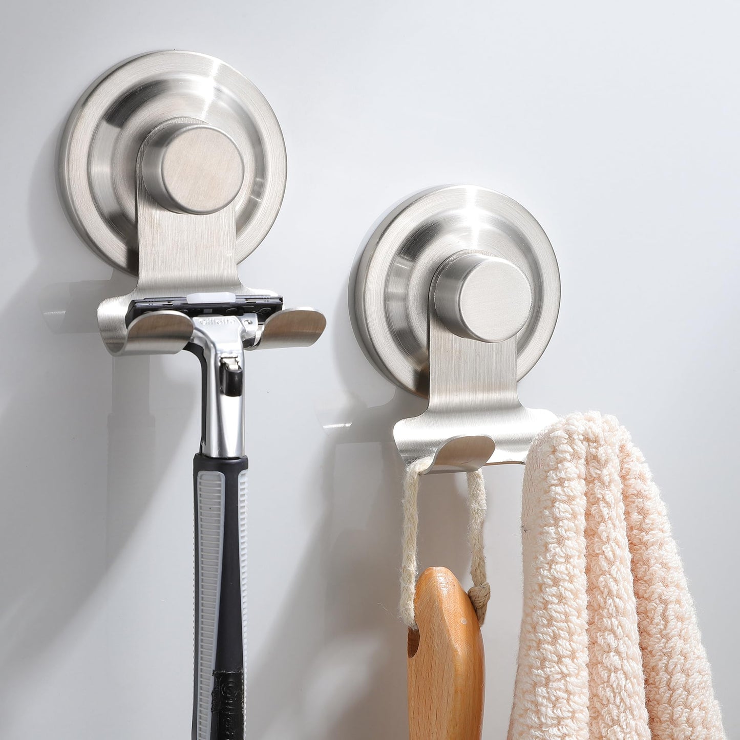 AIDILI Razor Holder for Shower - 2 Pack Suction Shower Razor Holder Suction Cup Hook for Bathroom Wall Heavy Duty Rustproof