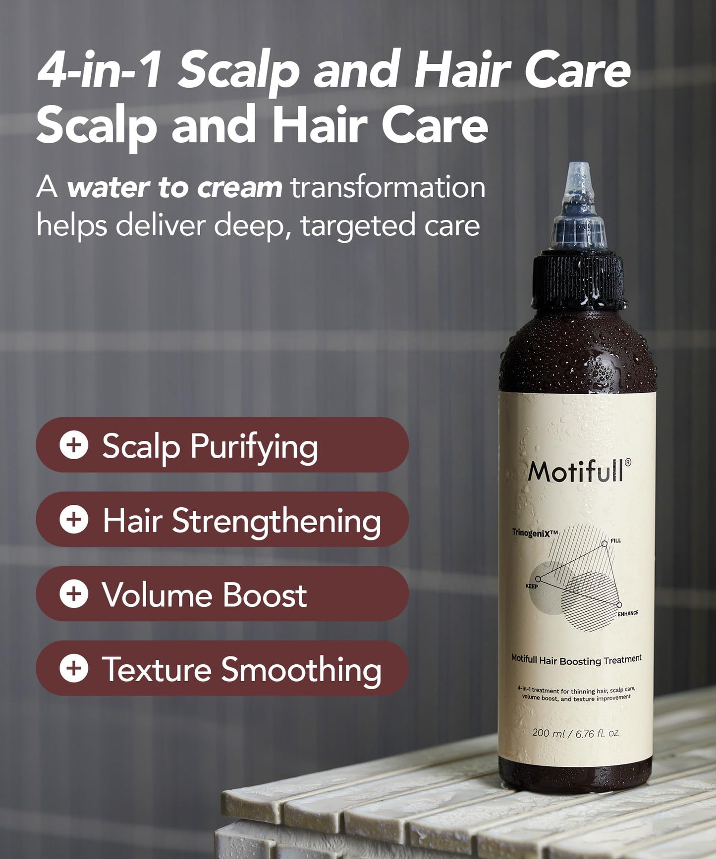 Motifull Hair Boosting Treatment | Biotin, Caffeine & TrinogeniX Formula for Fine Hair | Visibly Fuller-Looking Hair & Nourishing Scalp Treatment (6.76 fl oz)