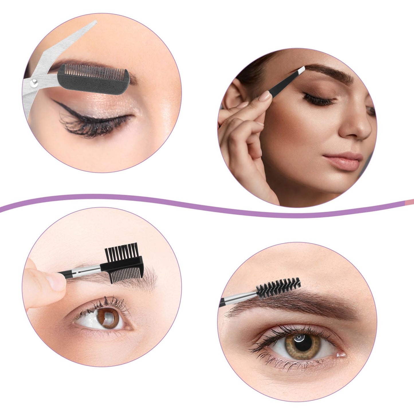 Professional Eyebrow Shaping Grooming Kit,8PCS/SET Eyebrow Grooming Kit with Leather Bag Eyebrow Trimming Kit With Razor Eyebrow Scissors Eyebrow Brush for Women & Men(Black)