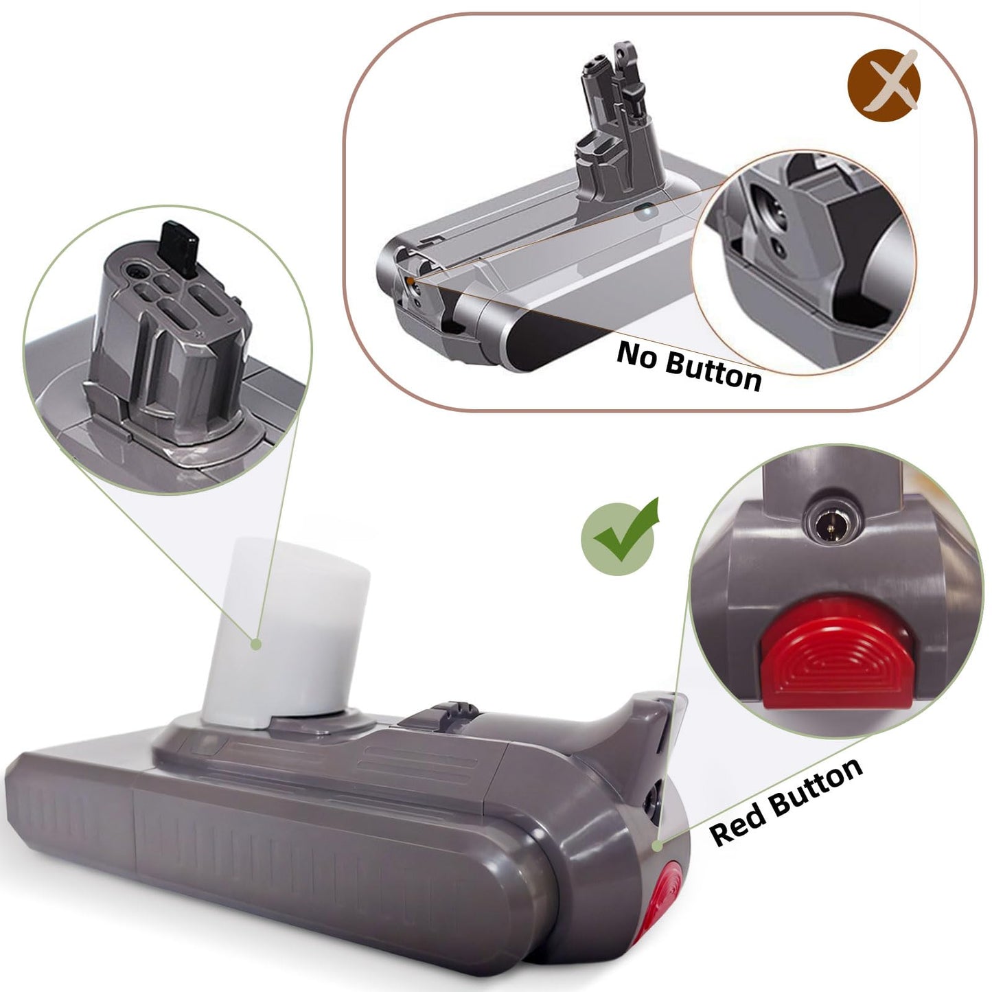 Li-Ion 25.2V Replacement Battery for Dyson with High Capacity, Fast Charging, Strong Suction for Dyson V11/V15 Click-in Battery Vacuums and Replacement Filter and Brush.
