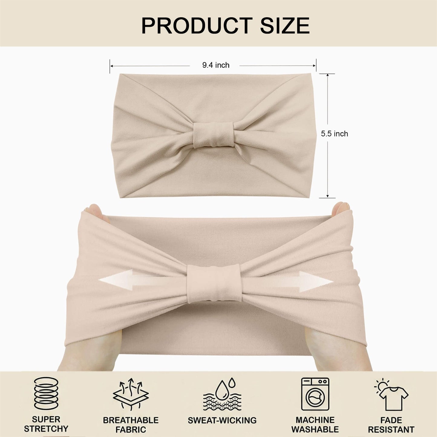 YONUF Wide Headbands for Women - 6 Pack Stretchy Soft Hair Bands for Workout, Yoga, Running, Makeup & Face Washing - Fashion Knotted Head Wraps & Hair Accessories