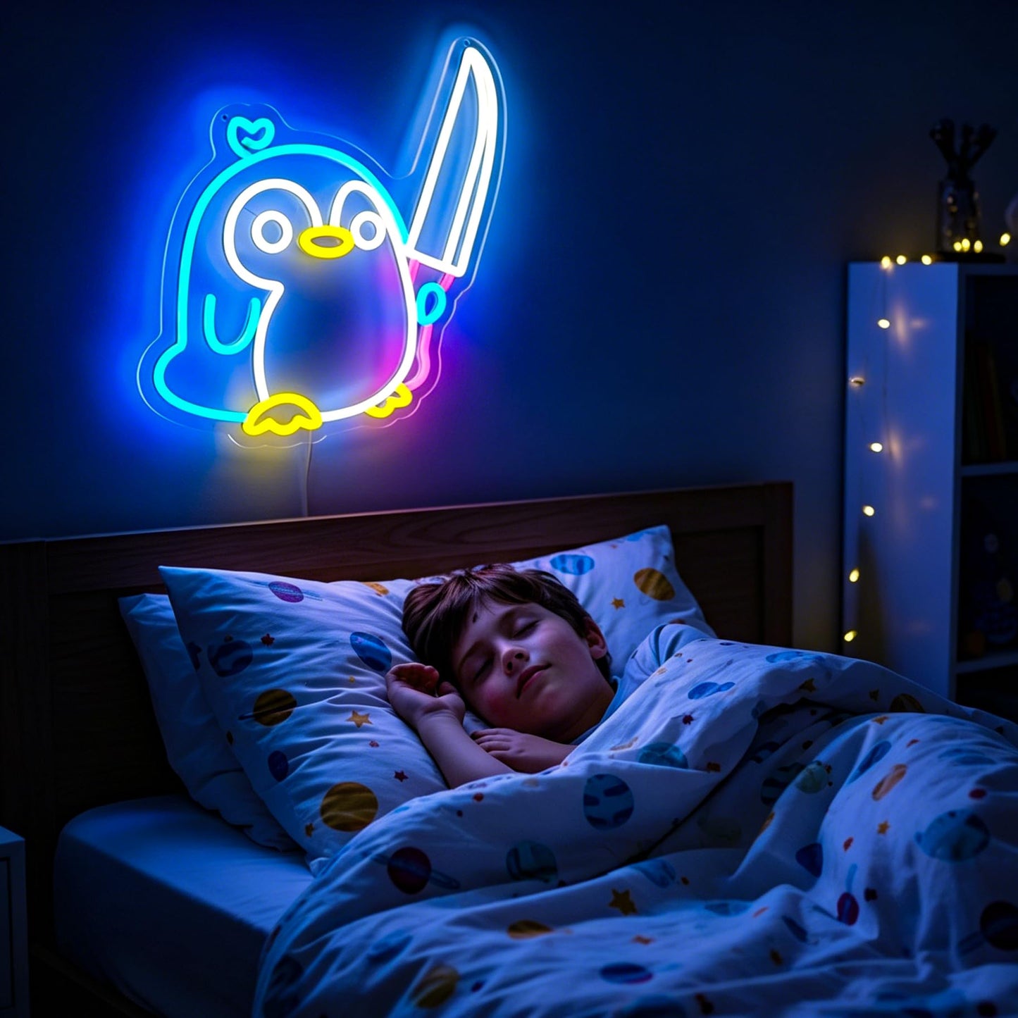 Ebdobgbs Penguin Neon Sign Led Neon Lights Neon Signs for Wall Decor Light Up Sign for Birthday Party Club Gift