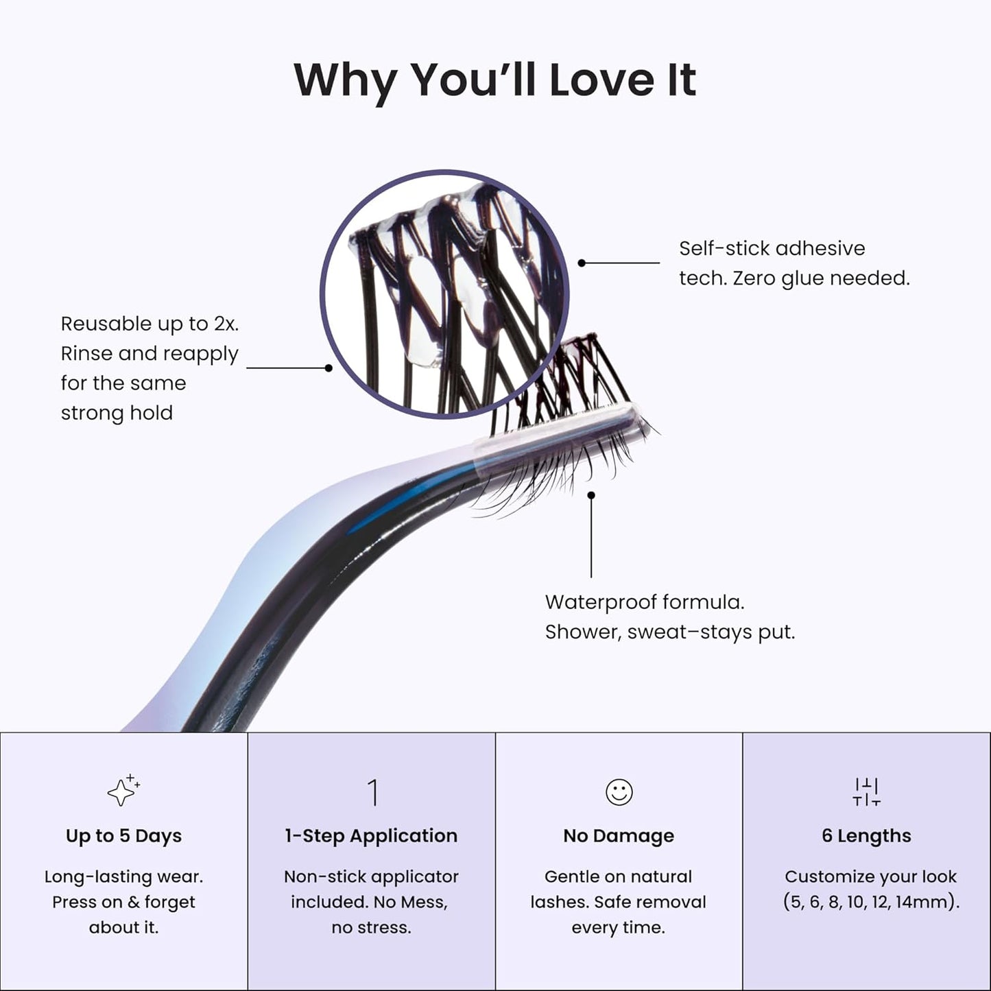 Kiss Impress Falsies Eyelashes - Long Lasting Self-Adhesive Demi Wispy Clusters | 5-Day Wear, Light Volume (5-14mm)