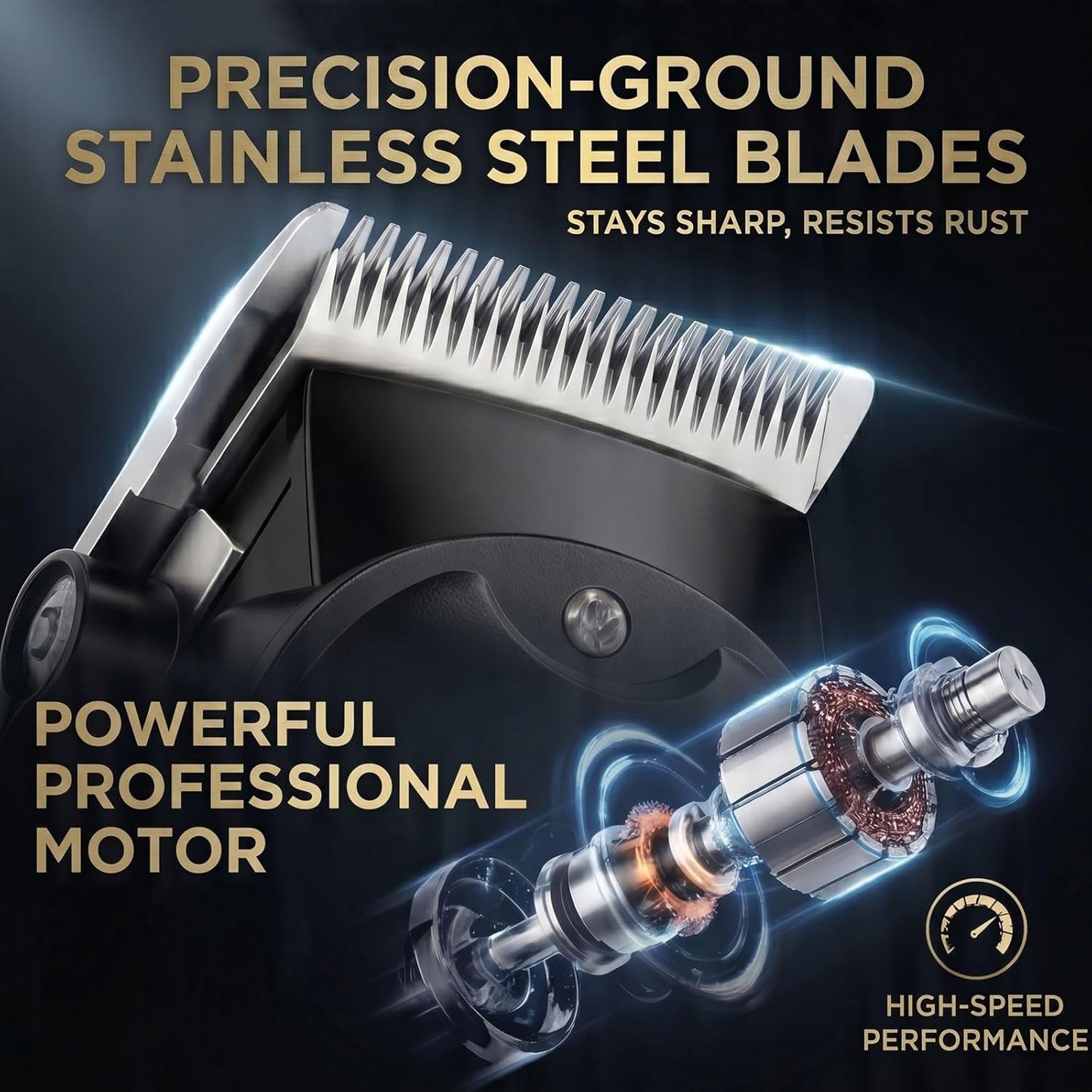 Professional Hair Clippers for Men - Cordless Barber Hair Cutting Kit | Rechargeable with LCD Display