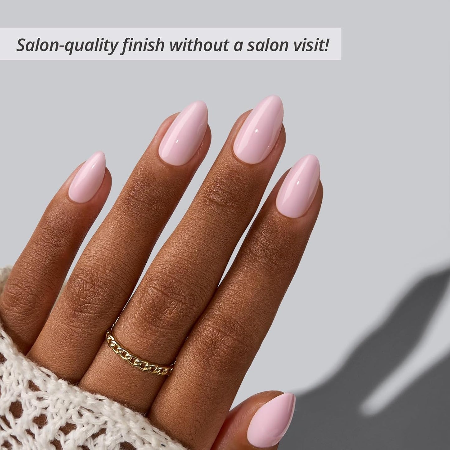 Press On Nails - Easy-to-Apply Light Pink Almond Design | 32 Nails in 16 Sizes with Glue & Adhesive Tabs