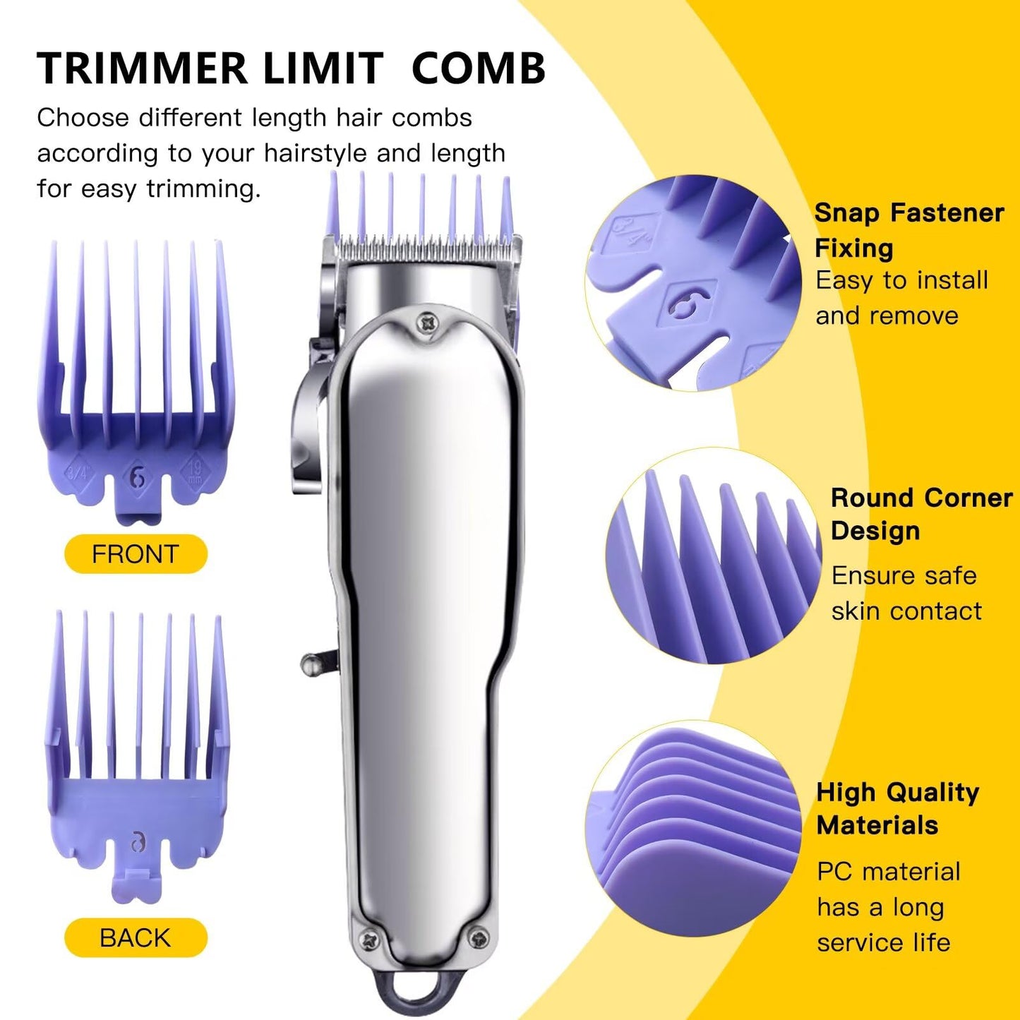 WELURE 10Pcs Hair Clipper Guards Cutting Combs for TPOB Slime2 - Multiple Colors