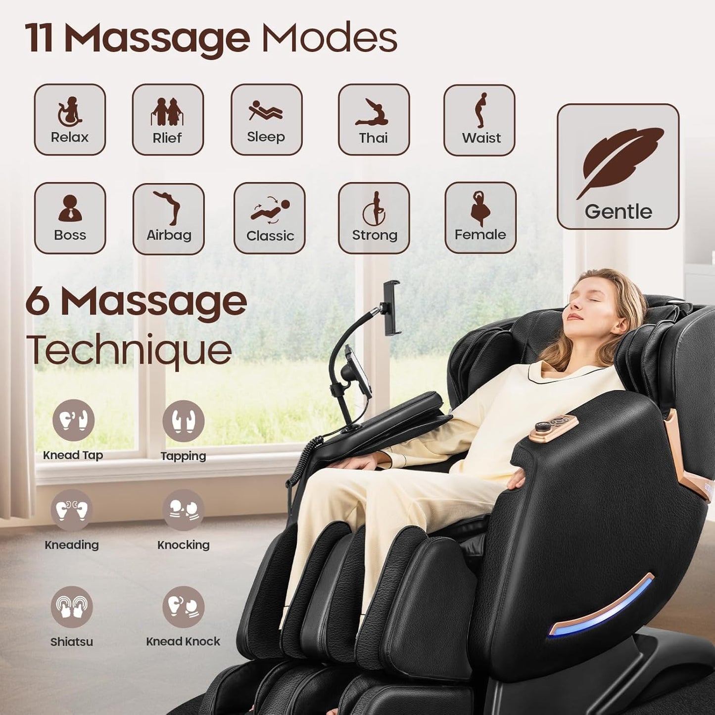 4D Massage Chair - Full Body Shiatsu with Zero Gravity & Core Heating | 53.5" SL Track, 22 Airbags, Smart Foot Rollers, Yoga Mode