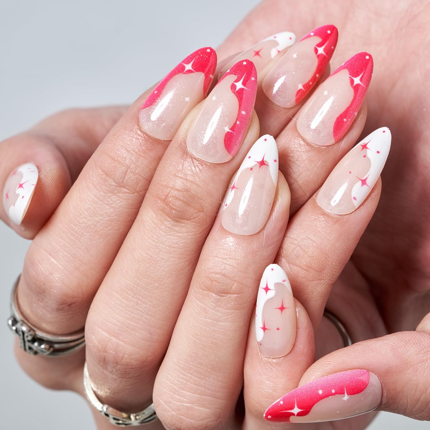 Glamermaid Cherry Red Press-On Nails - Handmade Jelly Soft Gel | Medium Almond & Stiletto Shapes