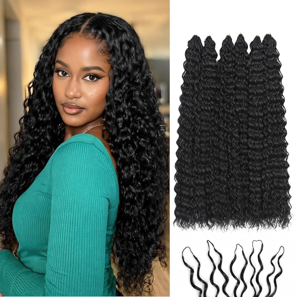 Miracle Knots | Deep Wave Feather Crochet Hair Extensions - 14" Soft Cotton Core, 50 Strands, Glue-Free Knotless (Natural Black)