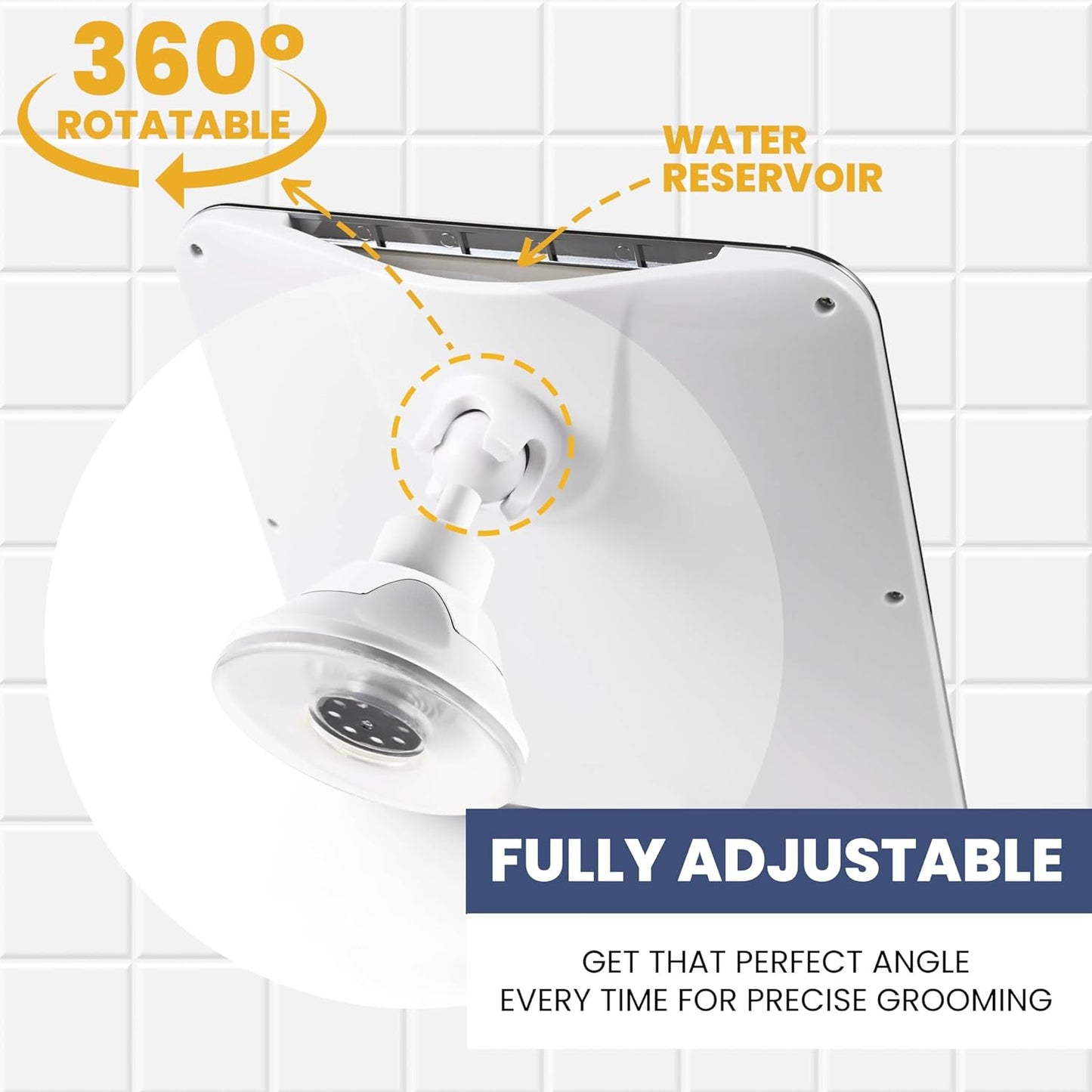 Fogless Shower Mirror for Shaving - Upgraded Suction, Dual Anti-Fog Design, Shatterproof Surface | 8" x 7" Chrome