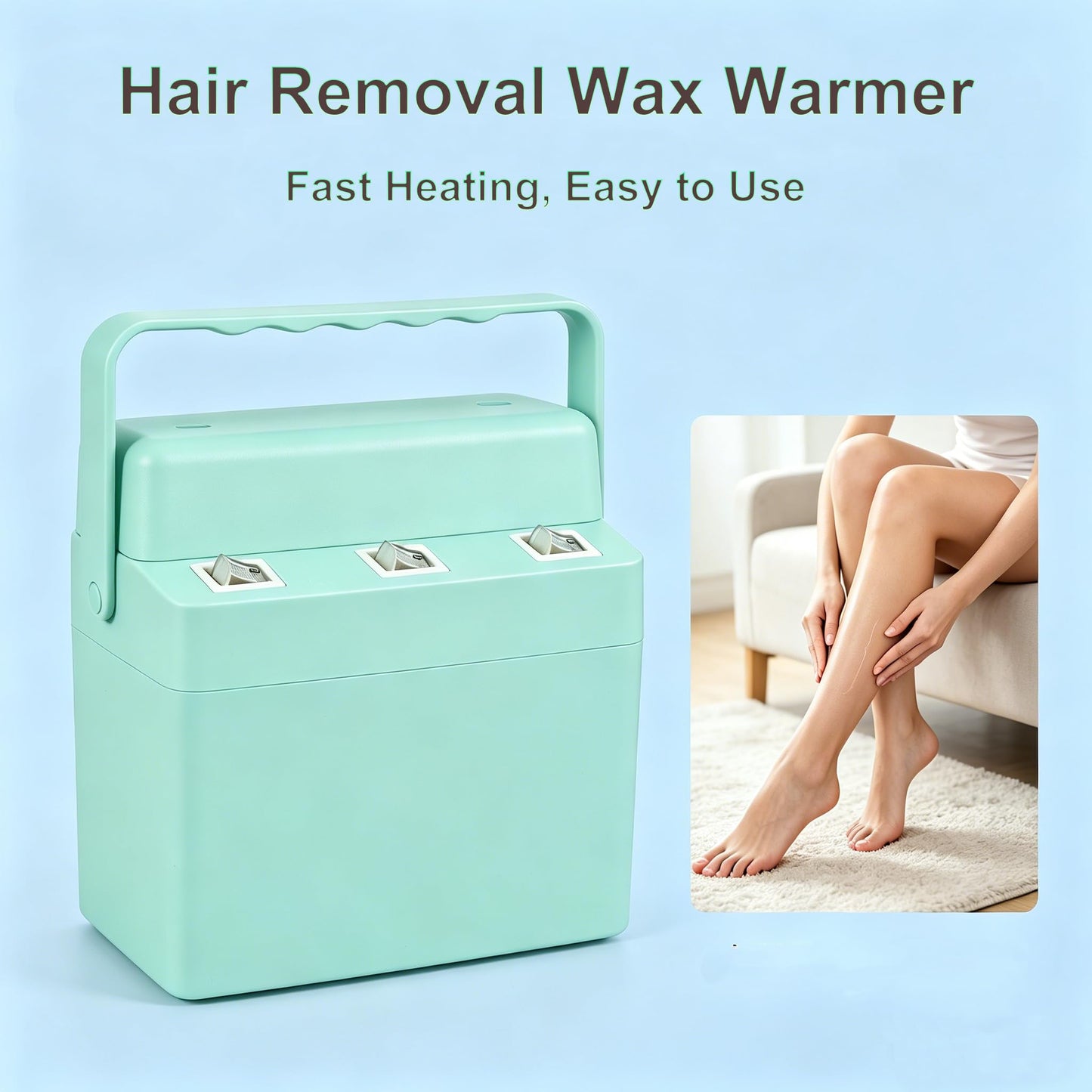 JOJOCOSMO 3 IN 1 Roll On Waxing Kit, Fast Heating Wax Warmer Machine with 3 Honey Wax Roller Refill, Wax Roller Heater Kit for Full Body Hair Removal, Ideal for Home & Salon Use