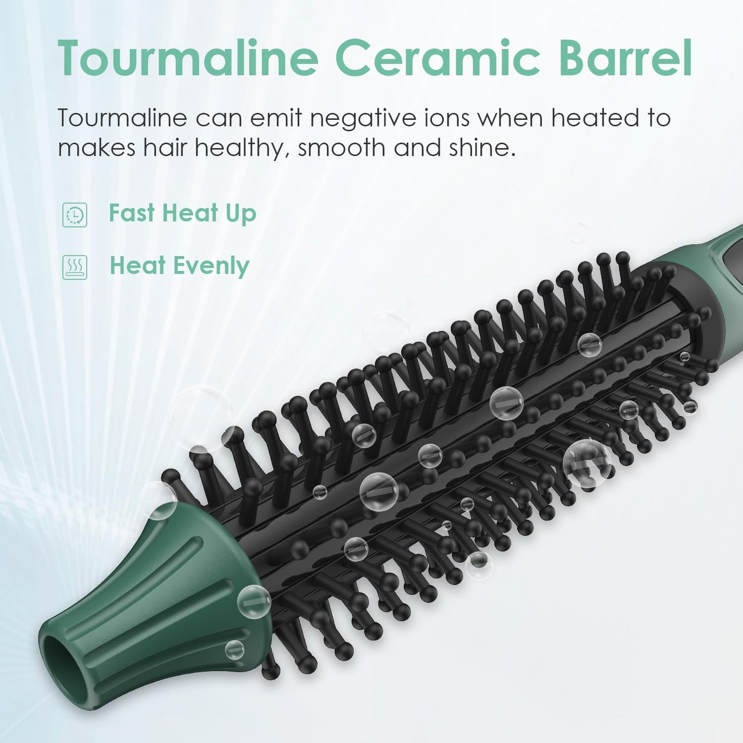BANGMENG 3/4 Inch Barrel Thermal Round Brush, Volume Heat Styling Brush for Men and Women Medium Thin Curly Straight Hair, Heated Curling Iron,12 Temperature Setting (1.35 Inch with Bristles)