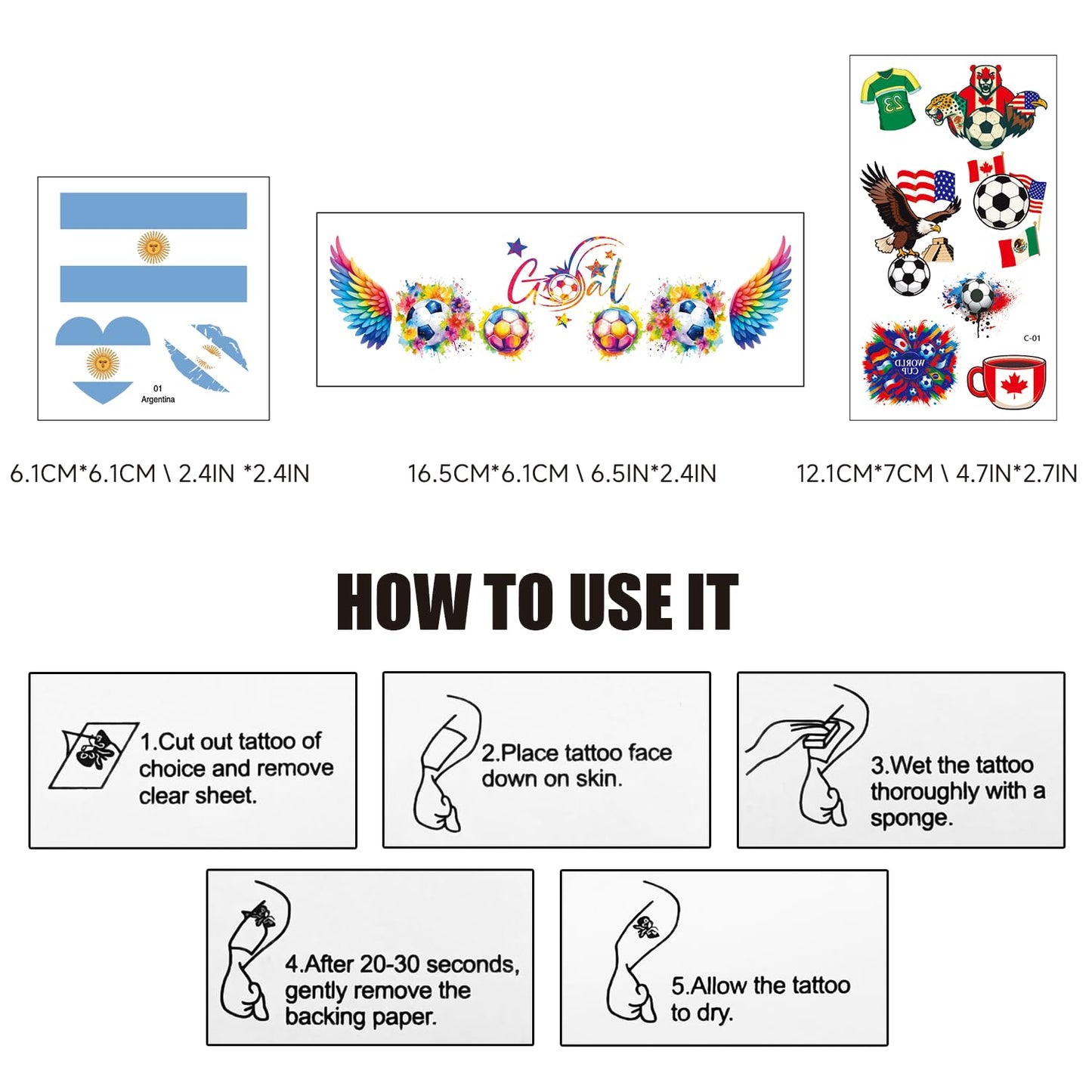 Temporary Tattoos for World Cup 2026 - 48 Sheets Waterproof Country Flag Face Stickers | Oil Painting Style