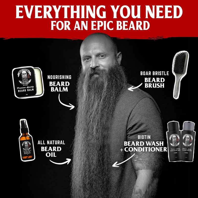 Mad Viking Valhalla Beard Balm – Non-Greasy Balm to Soften and Style with a Medium Hold - Made with Shea Butter, Beeswax & Premium Oils - Smooth Sandalwood & Vanilla Scent, Made in the USA - 2oz