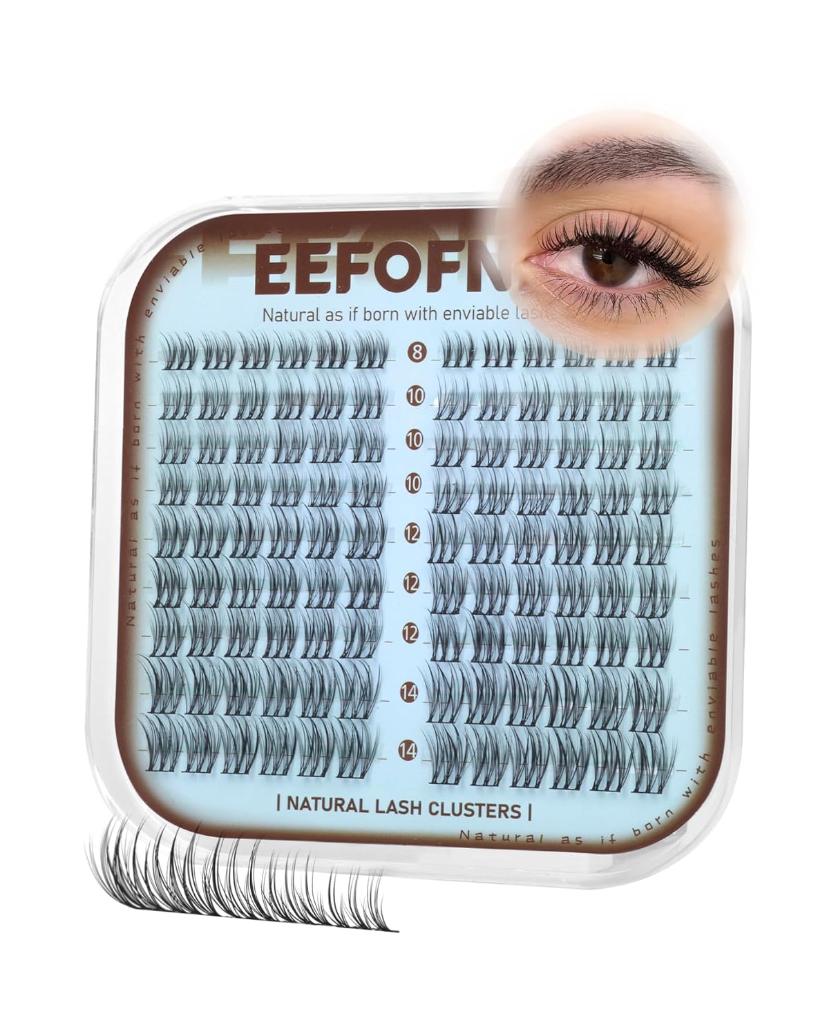 Natural D Curl Eyelash Extensions - Wispy Lash Clusters 10-16mm | Fluffy Velour Individual Lashes with Soft Band