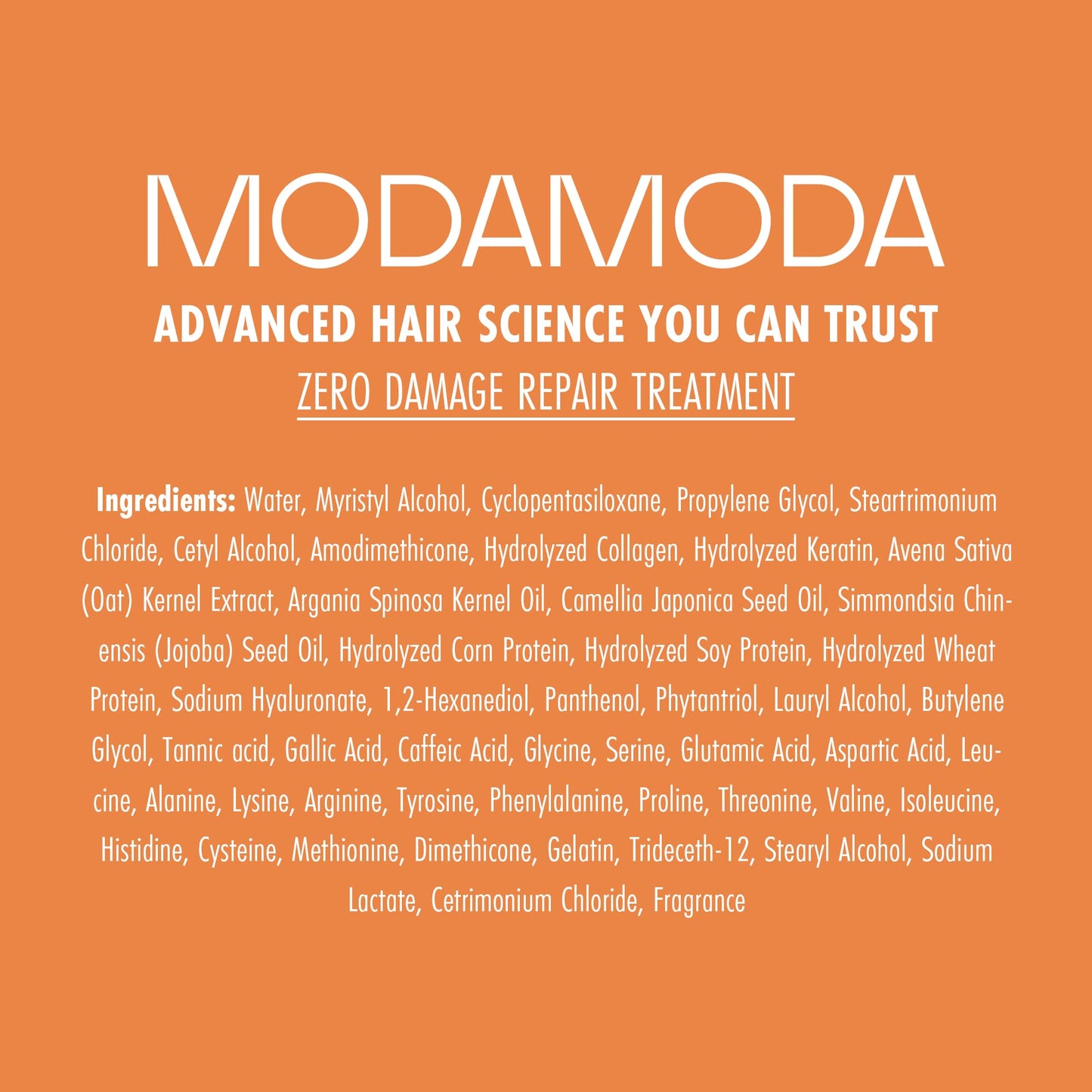 MODAMODA Zero Extreme Damaged Hair Repair Keratin Conditioner for All Hair Types | 10-Second Bond Strengthener | Volume w/ 17 Amino Acids & Polyphenols No Animal Trials 7.05 oz