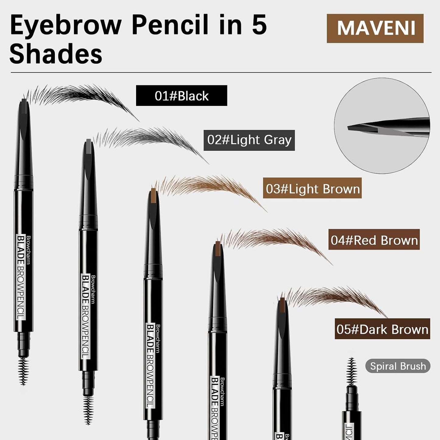 Browcharm Microblading Eyebrow Pencil - 0.1mm Ultra-Fine Waterproof Definer | 01 Black