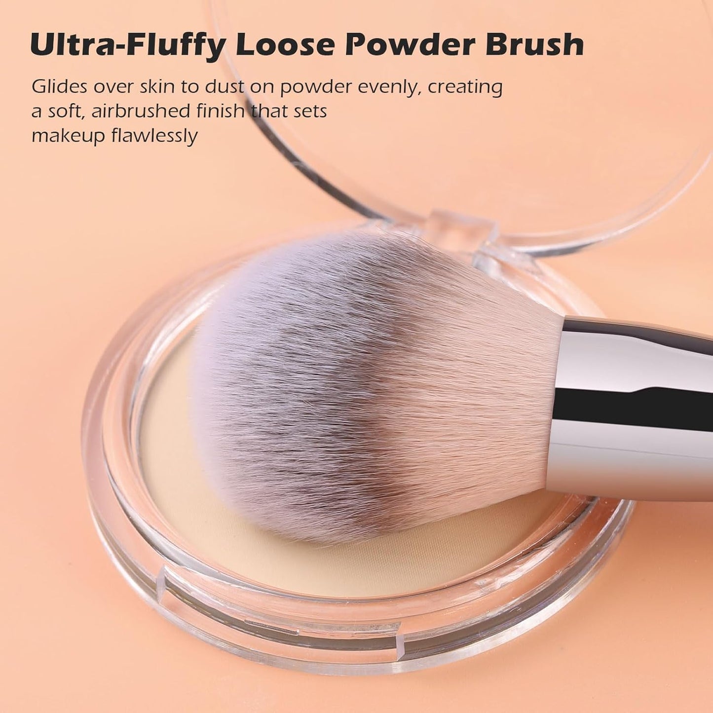 Dual-Ended Setting Powder Brush - Plush Fluffy Synthetic Bristles for Bronzer & Contour
