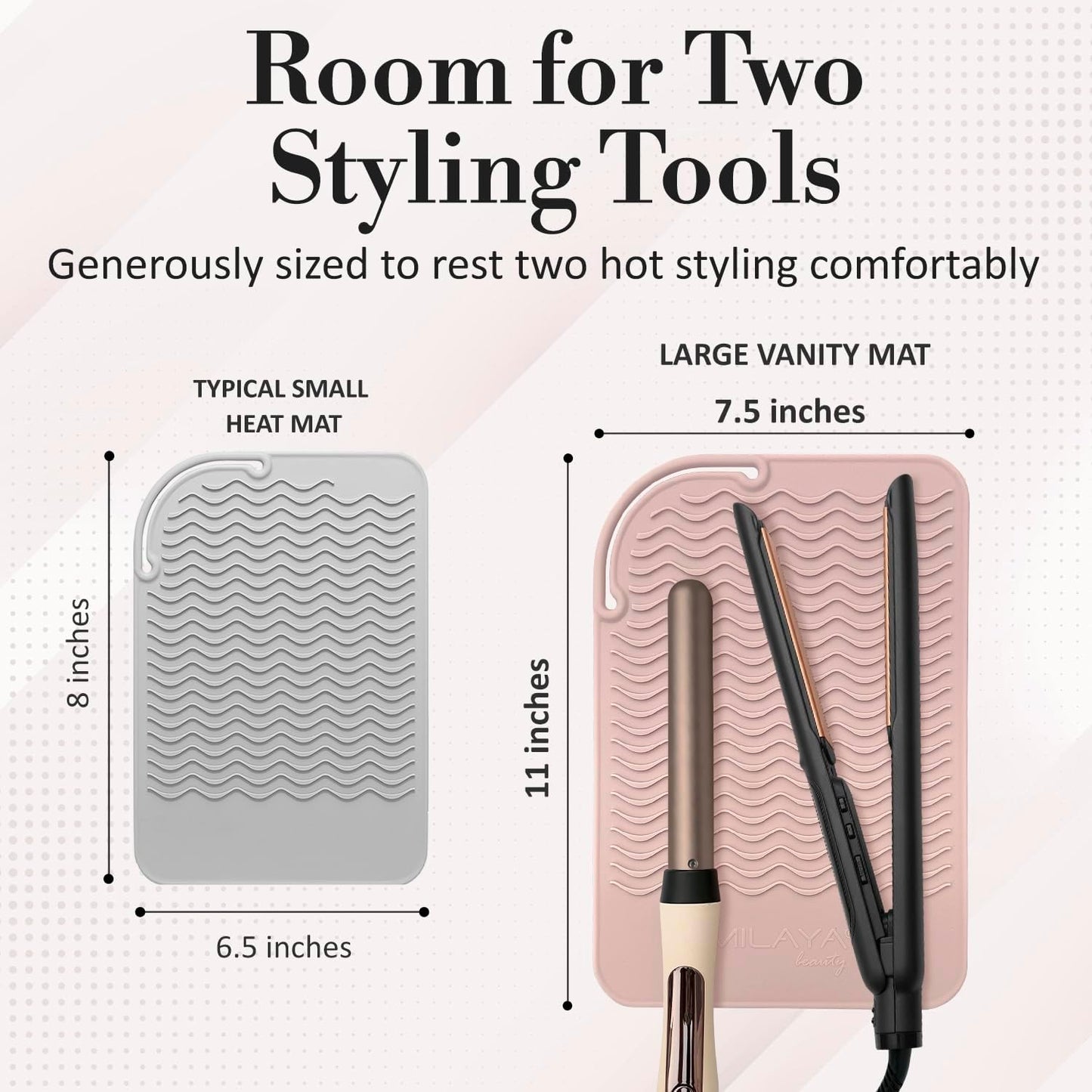 Milaya Beauty Large Heat Resistant Mat - Silicone Curling Iron & Flat Iron Holder | Non-Slip Vanity Accessory for Home & Travel