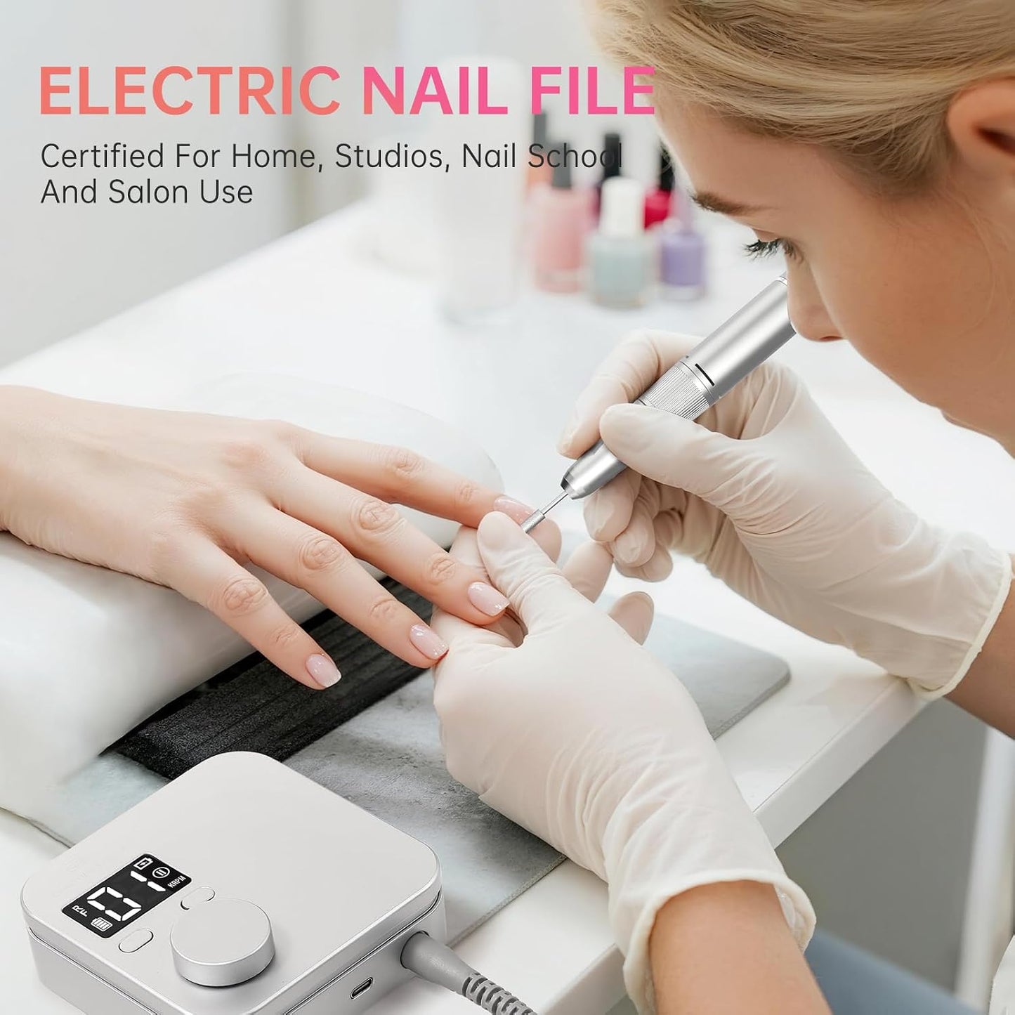 Rechargeable Nail Drill - 35000 RPM Electric Efile for Acrylic & Gel Polishing | Complete Bits Kit