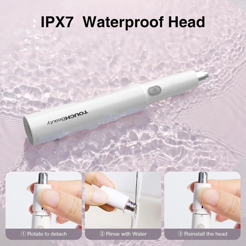 TOUCHBeauty Nose and Ear Hair Trimmer for Women Men, 2-in-1 USB-C Rechargeable Eyebrow Trimmer & Facial Hair Removal, Waterproof Dual-Edge Nasal Hair Clipper with Storage Case(White)