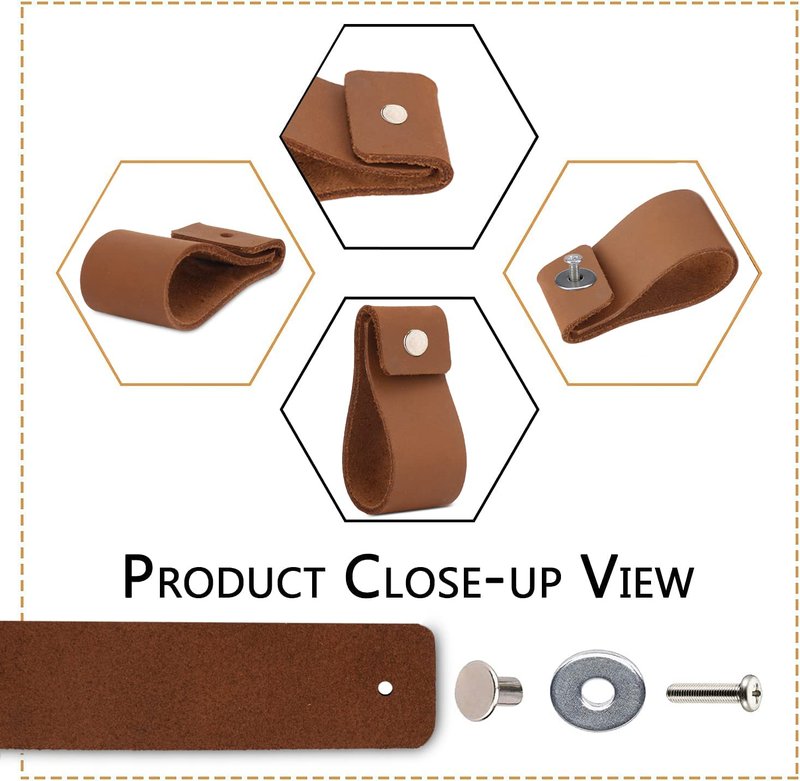 CestAntiQ Leather Dresser Knobs, 12 Pack Knobs for Dresser Drawers, Soft Drawer Knobs Upgrade The Look of Furniture, Perfect Replacement of Metal Cabinet Knobs Brown