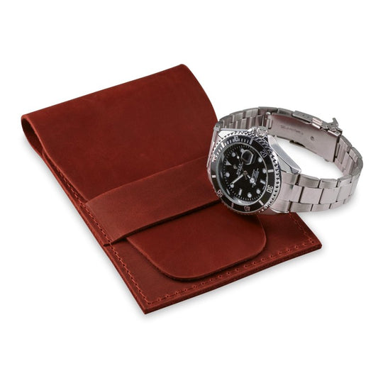 MAKYN Leather Watch Pouch, Single Watch Travel Case, Watch Travel Case, Watch Travel Pouch, Watch Sleeve (Cognac)