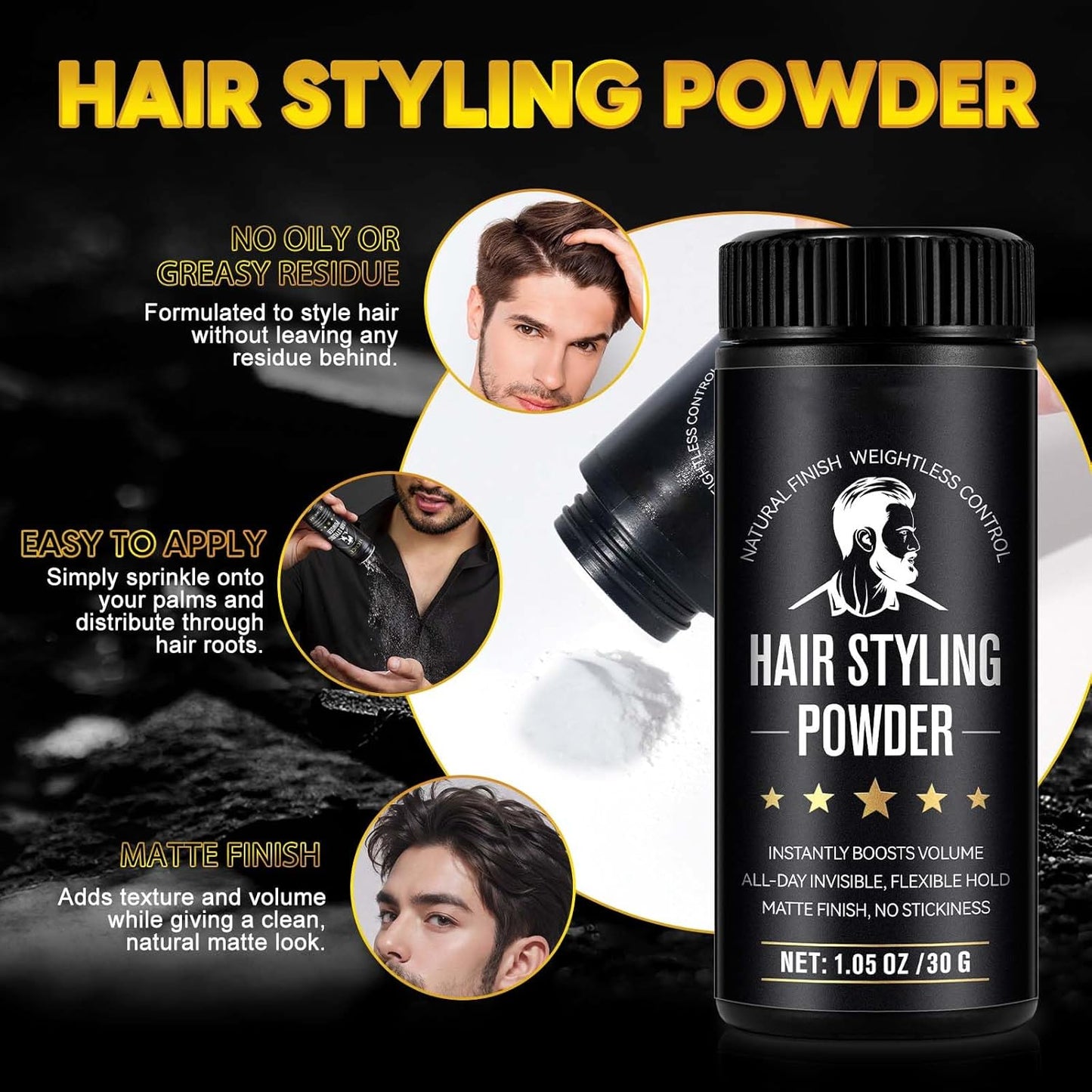 Hair Styling Texture Powder - Volumizing & Texturizing for Men & Women | Matte Finish, Non-Sticky, 1.05oz/30g
