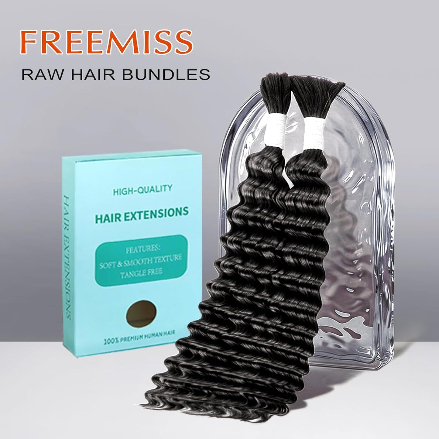 Human Braiding Hair - 100% Unprocessed 12A Brazilian Virgin Deep Wave | 14 Inch, Natural Color, 2 Bundles