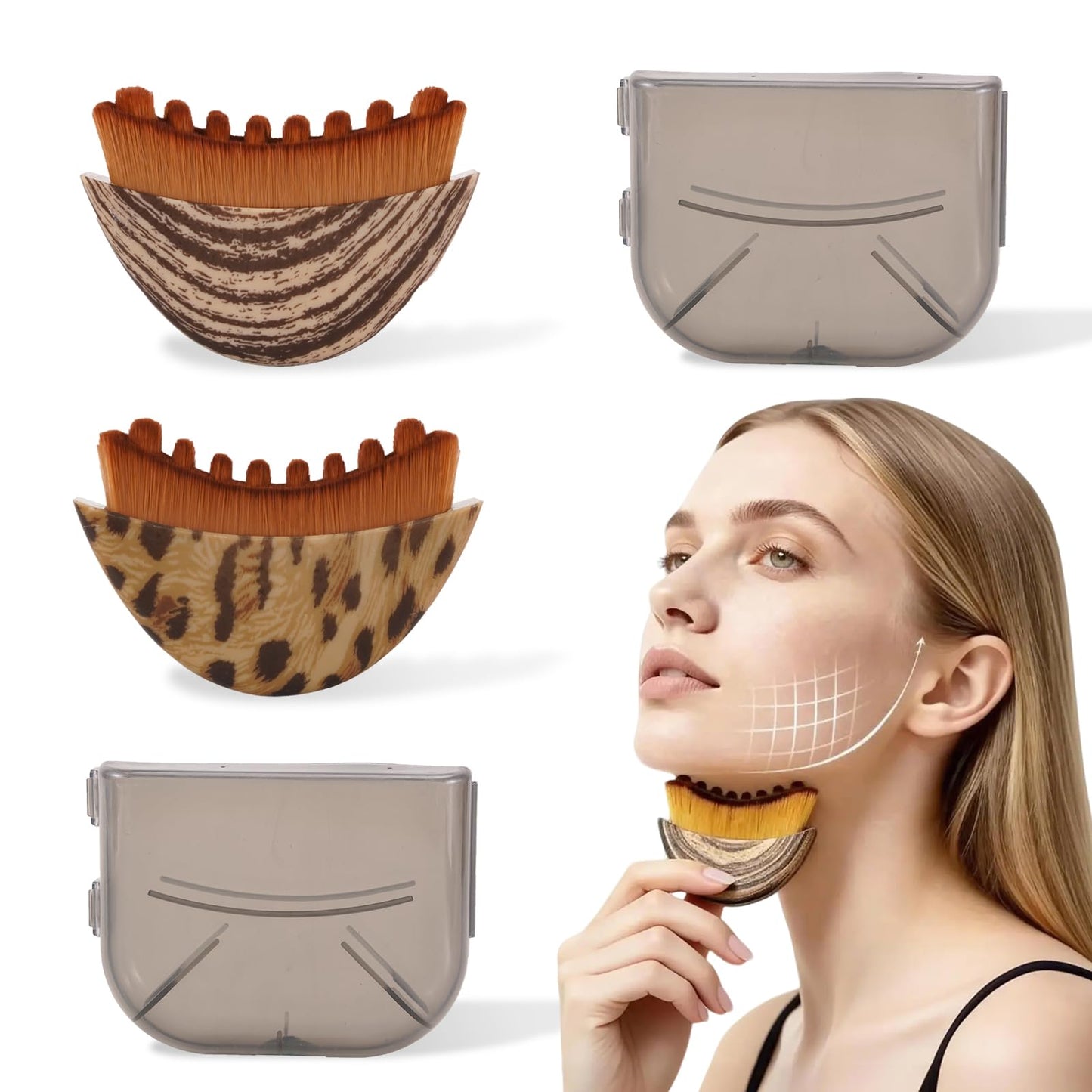 Lymphatic Contour Brush for Face, Face Sculpting Tool for Lymphatic Drainage-2 Pack