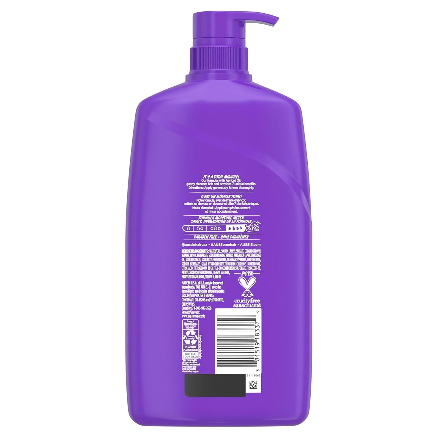 Aussie Total Miracle Shampoo - Apricot & Macadamia Oil, Paraben-Free | 26.2 fl oz, Pack of 4