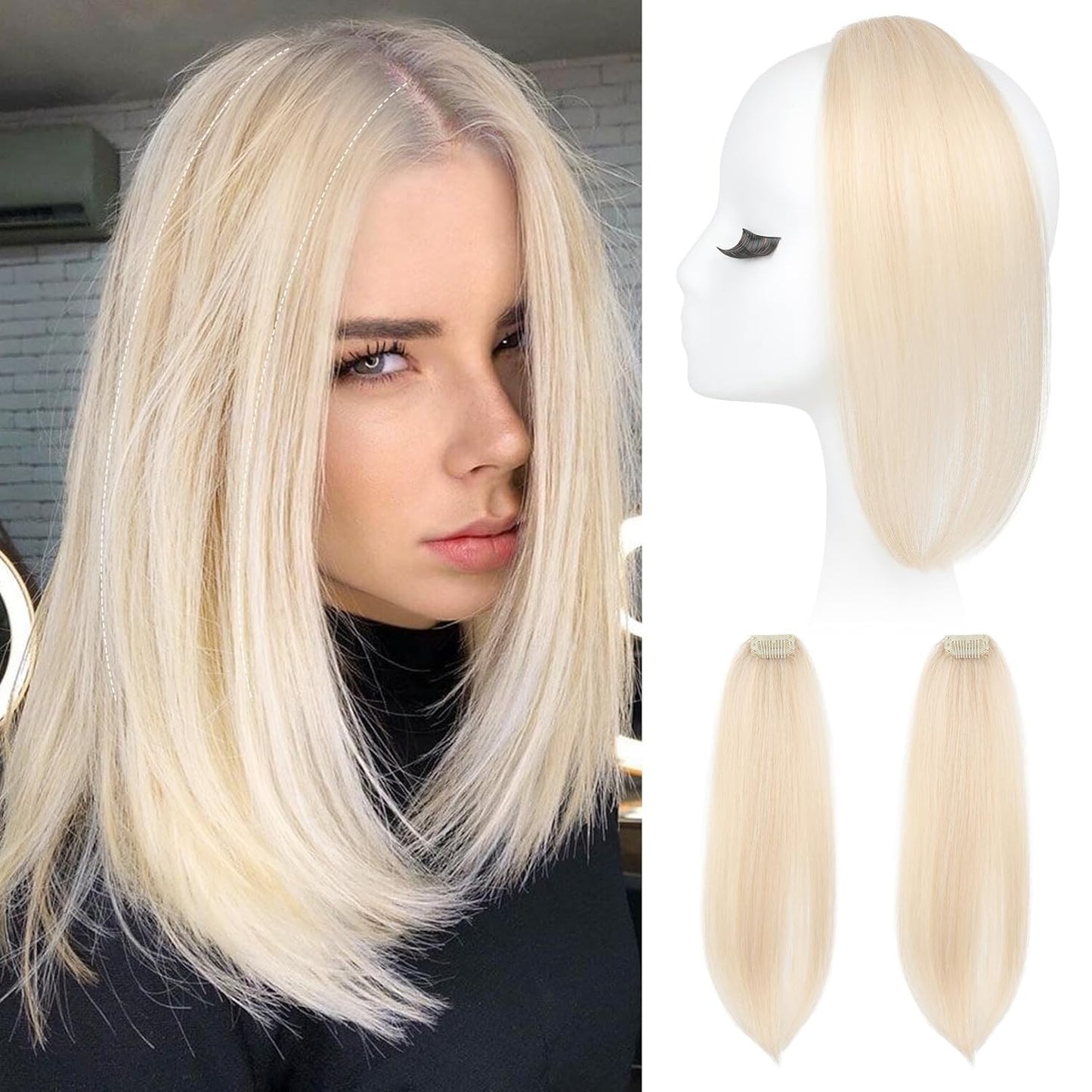 Clip In Hair Volumizer - 12 Inch Thick Hairpieces for Extra Volume | Off Black, 2PCS