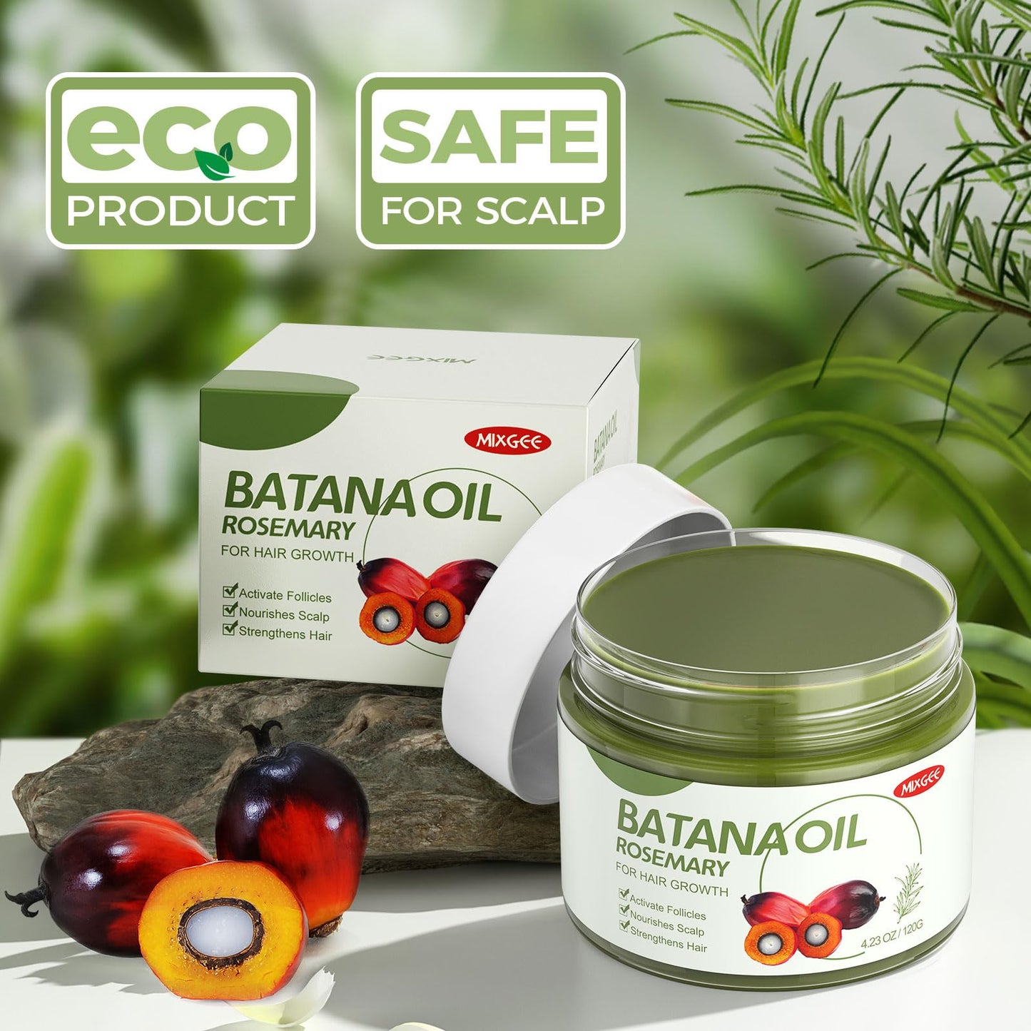 Mixgee Batana Oil Balm for Hair Growth & Thickness, Natural Formula With Batana & Rosemary Oil & Biotin, Promotes Scalp Health for Thicker, Fuller Hair(4.23 OZ)