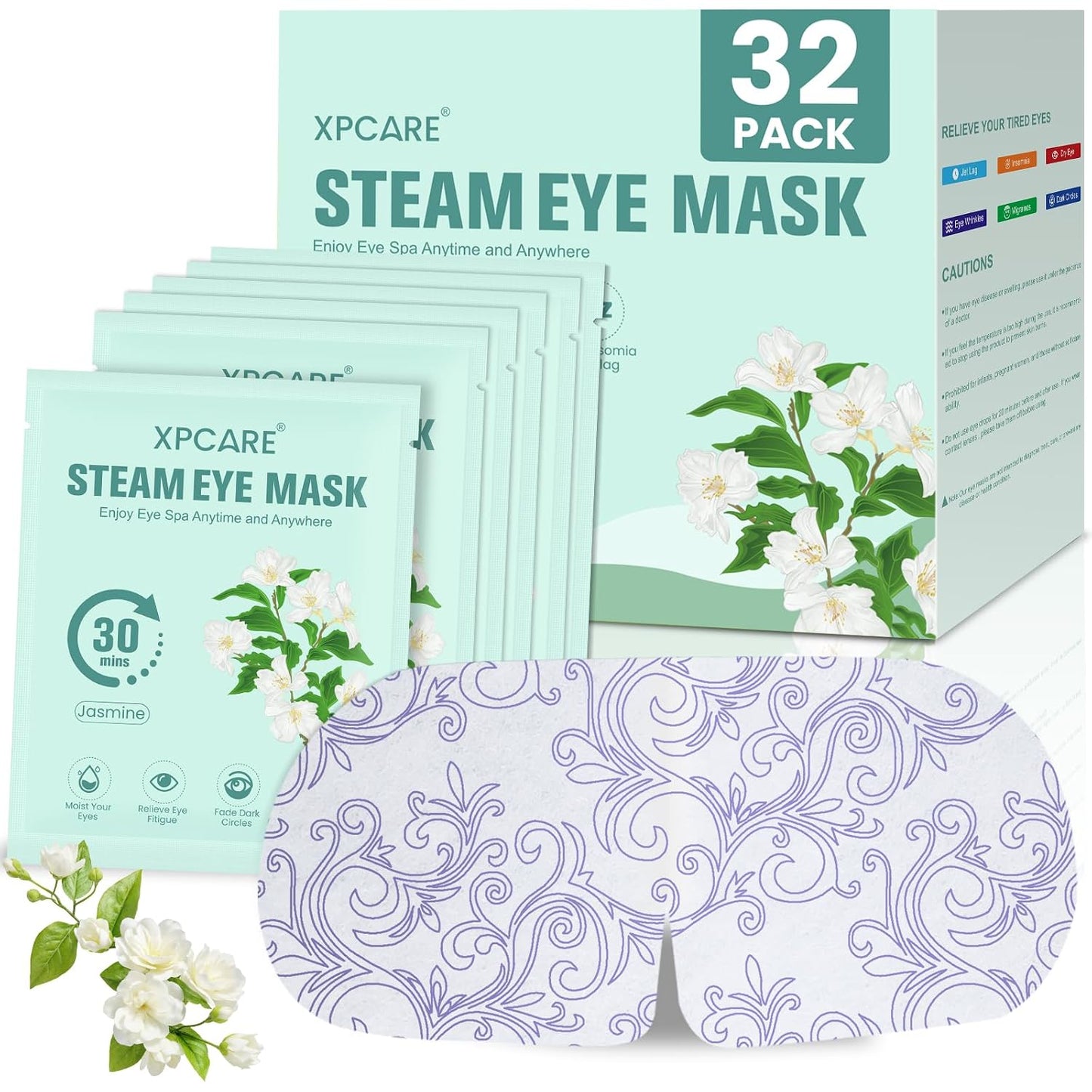 XPCARE Steam Eye Masks - 32 Pack Disposable Heated Eye Masks for Dry Eyes, Dark Circles & Puffy Eyes | Lavender Scent