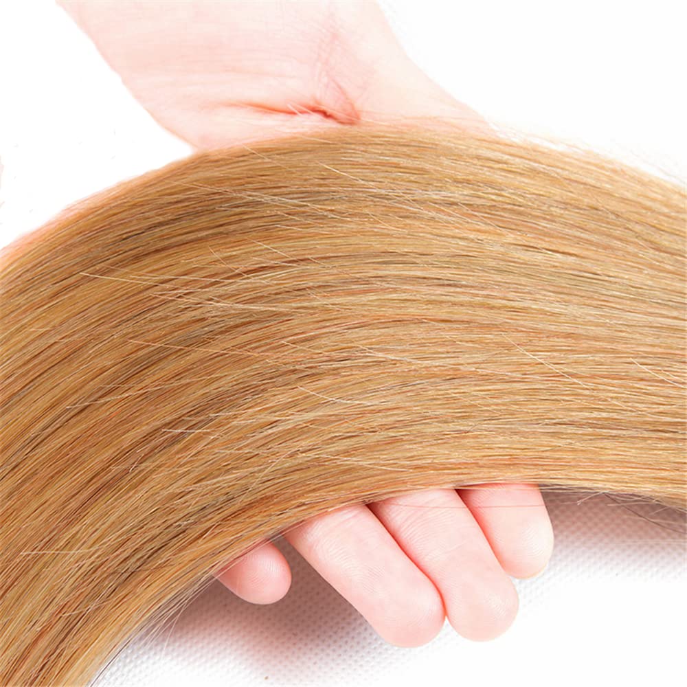 22 22 22 Inch #27 Honey Blonde Bundles Human Hair Straight 3 Bundles Brazilian Remy Hair 50 Grams/Bundle 10A Grade Unprocessed Virgin Hairs Blonde Straight Bundle Weaves Extensions