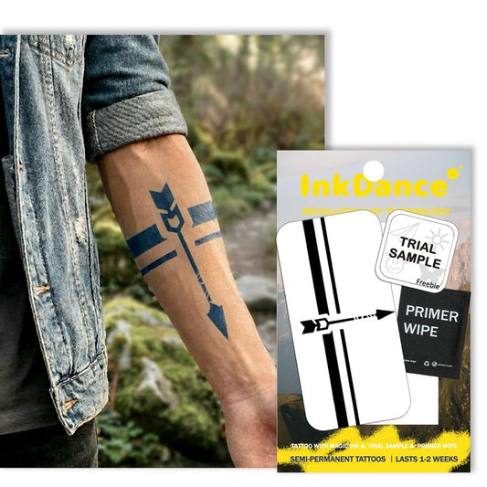 InkDance Semi-Permanent Tattoo, Warrior's Path, Long Lasting Temporary Tattoos, Waterproof Plant-Based Ink, Lasts 1-2 Weeks, Color Develops in 24 Hours D028