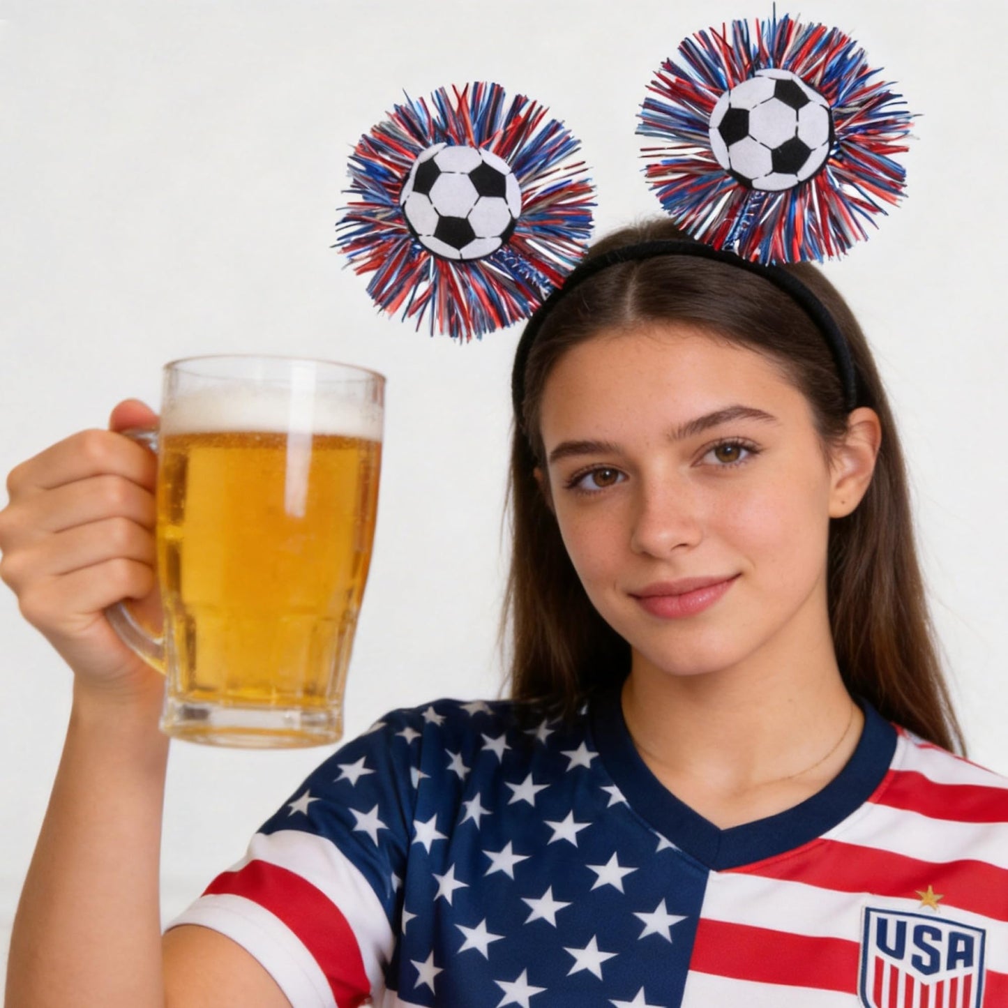 2 Pcs Soccer Elastic Headbands, Football Match Headband, Sports Themed Football Plastic Elastic Hair Accessories, Be Suitable for World Soccer Cup Party Hairband