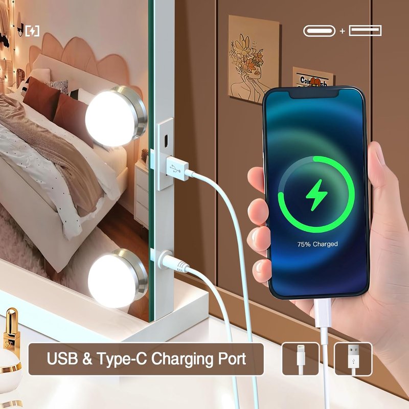 Vanity Makeup Mirror with Lights - Smart Touch Dimmable 3 Colors | Memory Function
