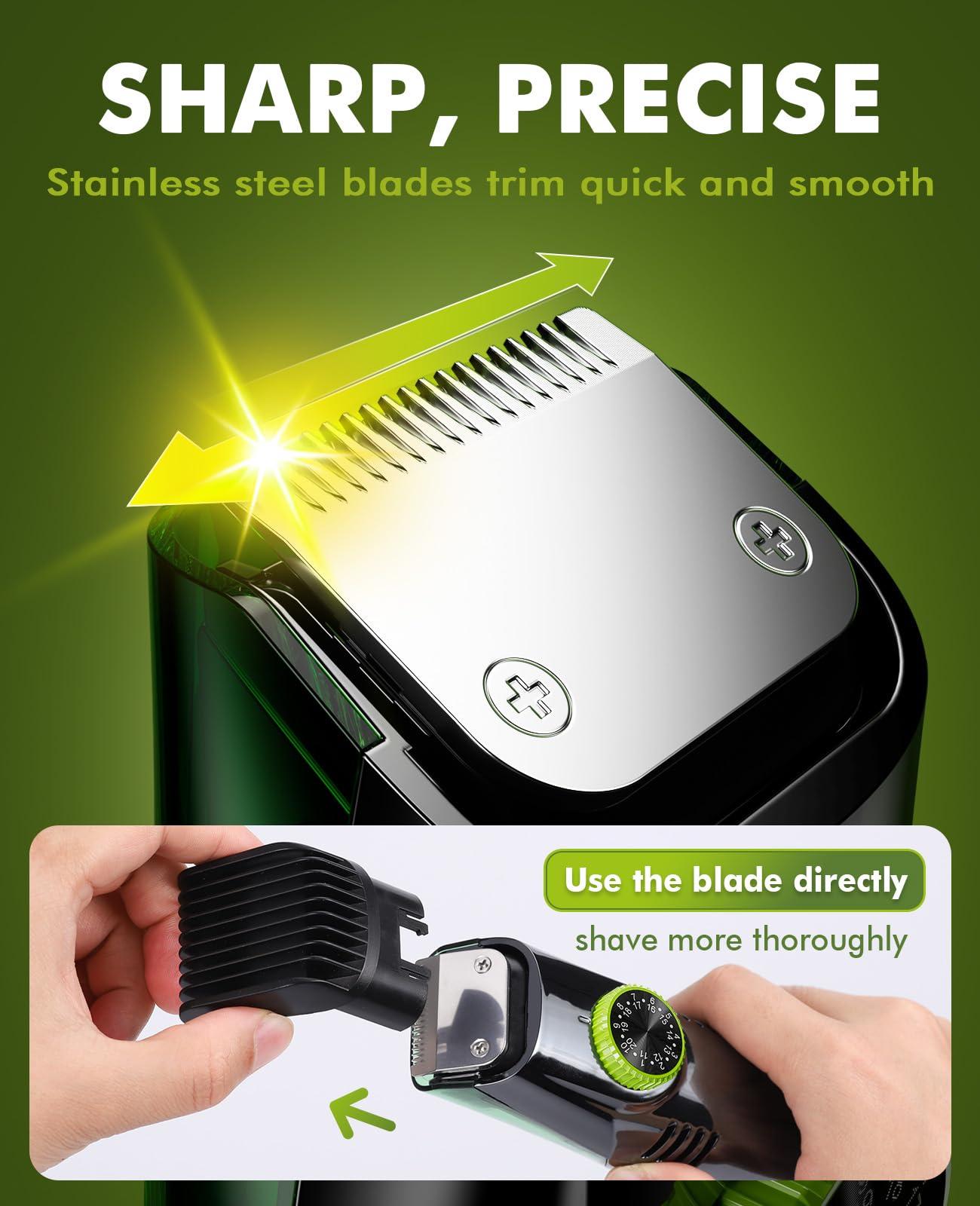 PUENBKO Beard Trimmer for Men: Vacuum Hair Trimmer for Less Mess - IPX7 Waterproof Wet Dry Shaving- Rechargeable Electric Beard Cutting Kit with Adjustable Length Comb - Gift for Men