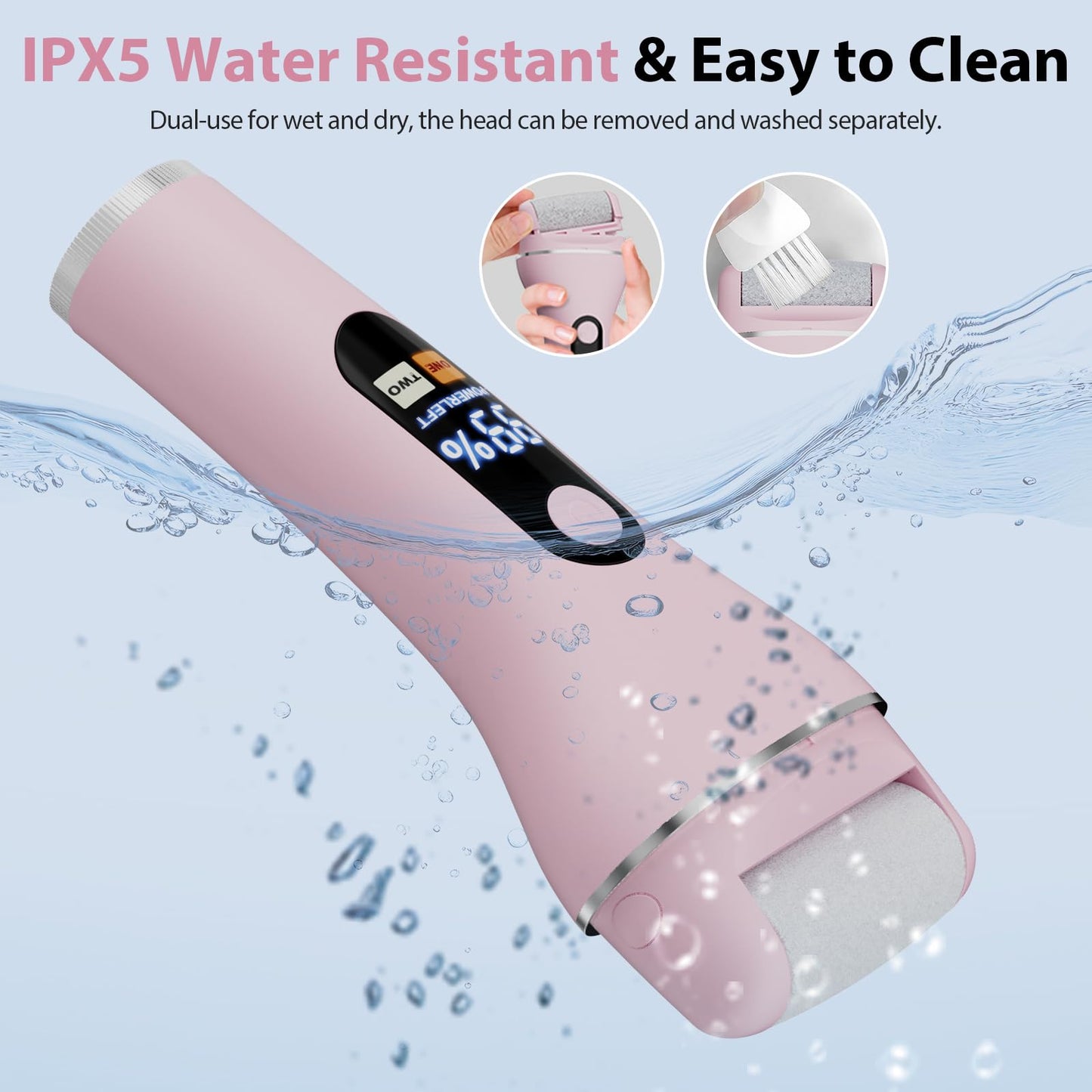 AdamPark Electric Callus Remover for Feet, Rechargeable Portable Electronic Foot Callus Remover 2-in-1 Wet/Dry Foot Scrubber Electric Toot File for Hard Cracked Dry Dead Skin（Pink）